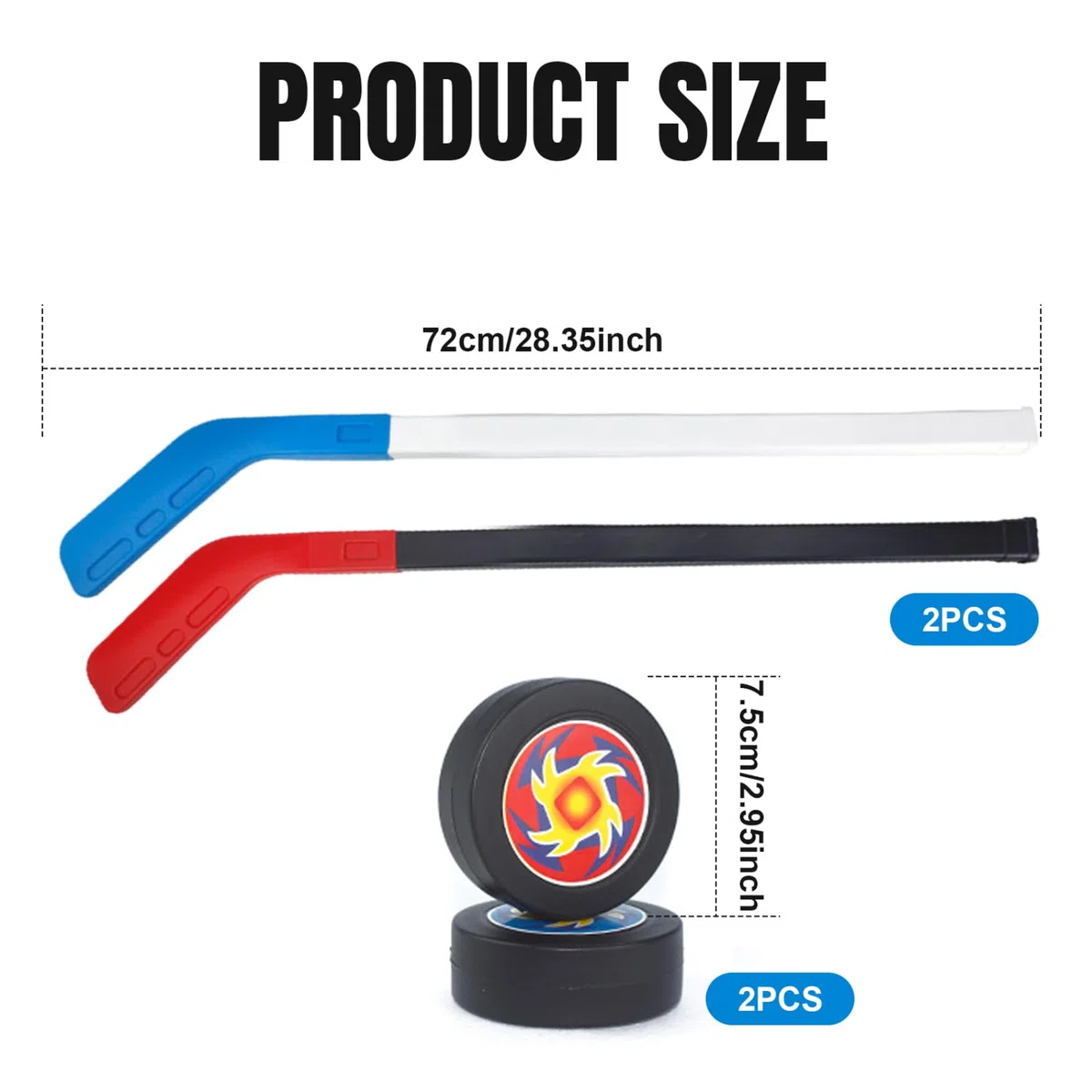 Set da Hockey per Bambini in PP, 2 Bastoncini e 2 Palline, per allenamenti e Giochi Indoor/Outdoor