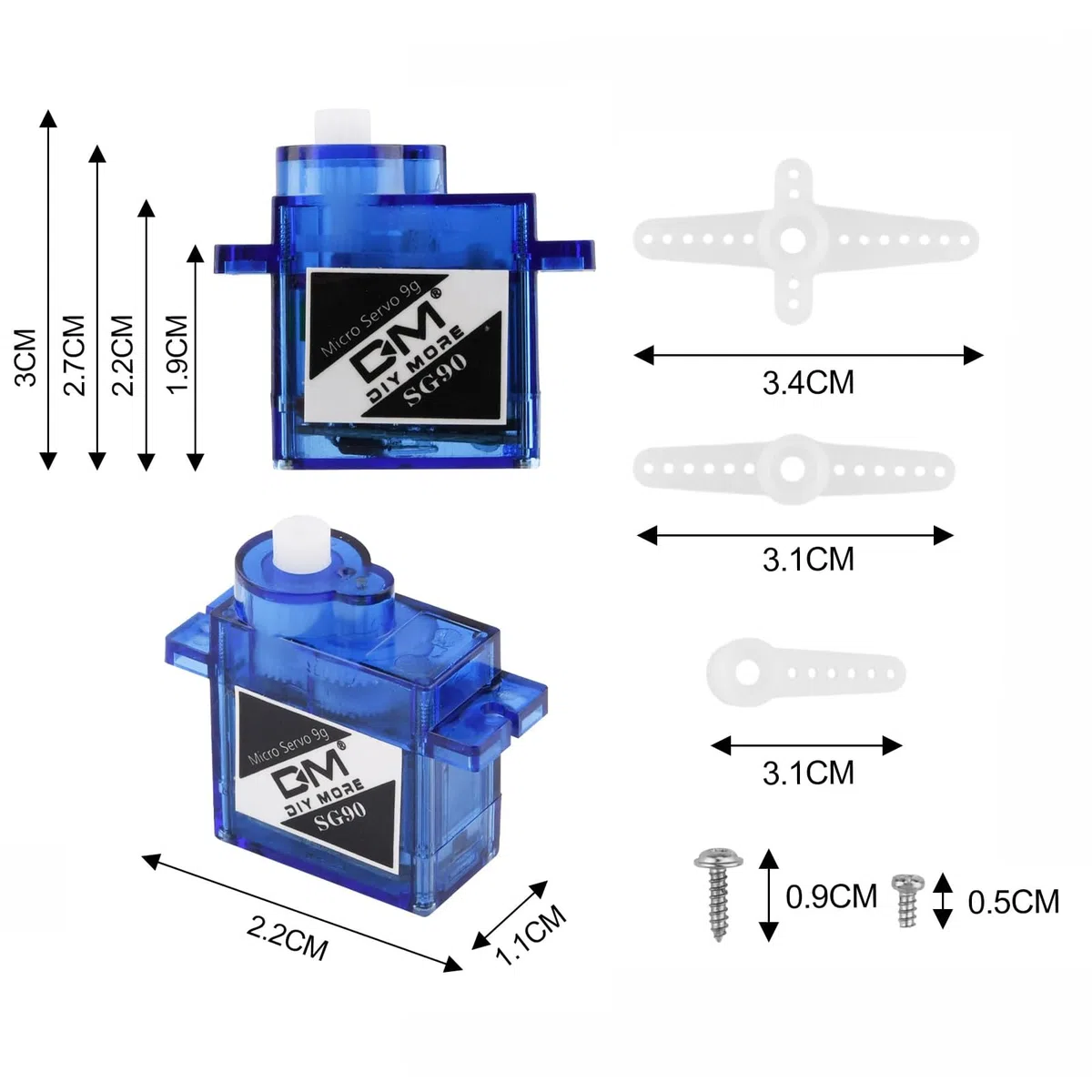 diymore 4 Pezzi SG90 9G Micro Servo Motore per Braccio Robot RC,Mano,Elicottero Barca Aeroplano Auto Veicoli Modelli di Controllo,Servos Mini Micro Motore