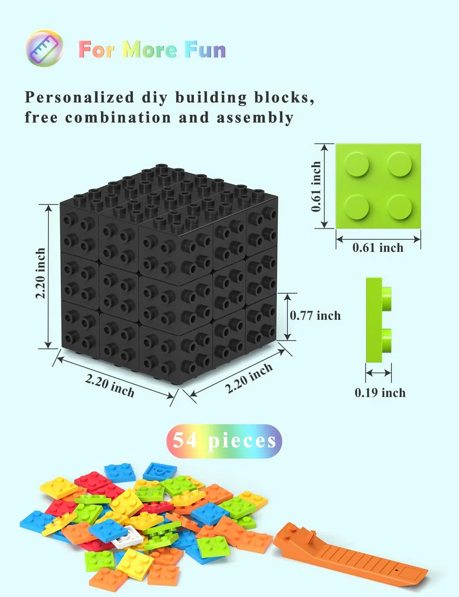ROXENDA cubo di Compatibile con i Lego 3x3 Cubo Magico, Speed Cube cubo 3D rapido, per divertimento di bambini e adulti (nero)