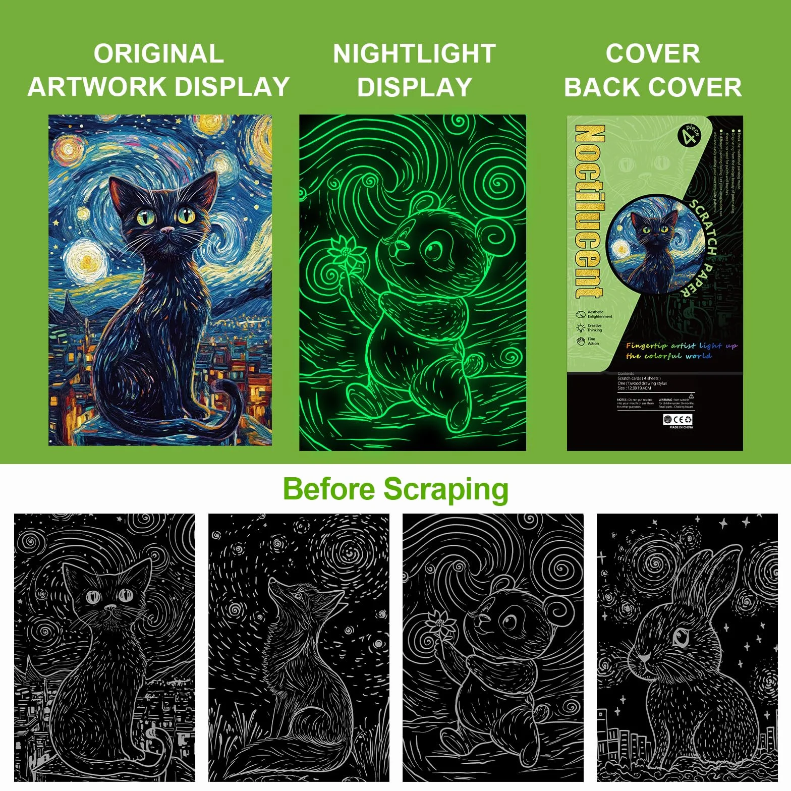 8 Carte A Gratter - Scrath Card - Scratchboard Art - ActivitéS Très CréAtives Et Amusantes pour DéCorer Votre Chambre, Salon, Salle à Manger, éTude Ou Bureau