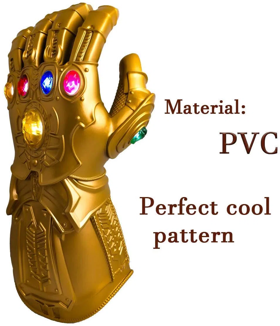 Guanti in PVC di guerra infinita con illuminazione, Pugno elettronico, Halloween, puntelli Cosplay
