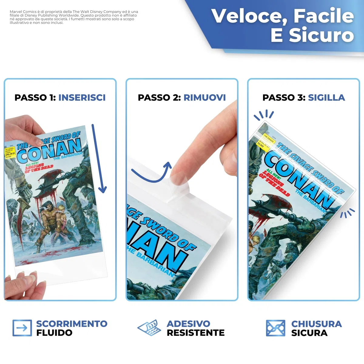 Bustine Fumetti Magazine Size (Confezione da 100) – Comic Bags con Chiusura Adesiva, Senza Acidi, Vestibilità Precisa per Fumetti Formato Grande, Alta Trasparenza