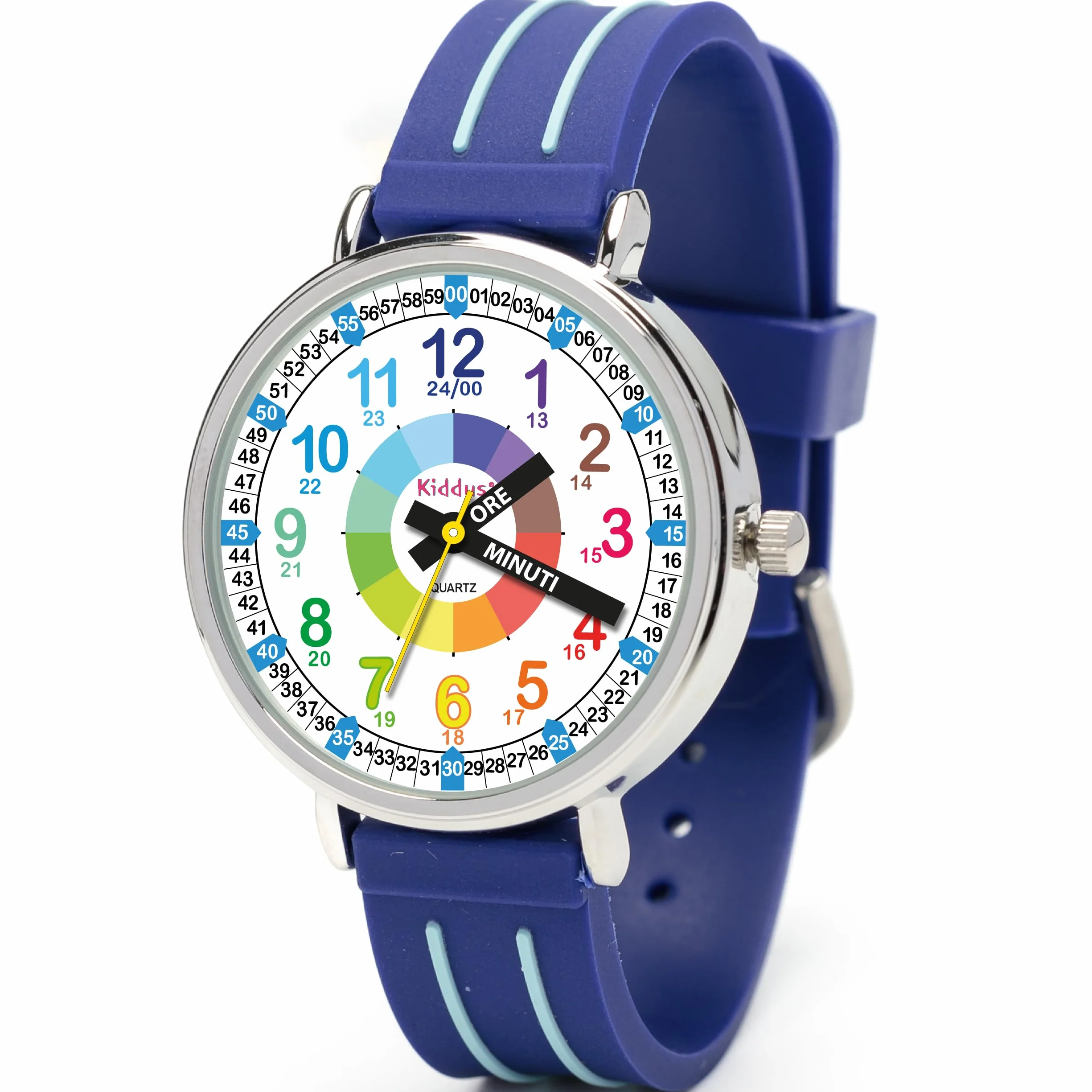 Kiddus Orologio Educativo per Bambino e Bambina dai 5 ai 10 Anni, Impermeabile 5ATM, Orologio Analogico Didattico per Imparare l'Ora, Movimento Giapponese