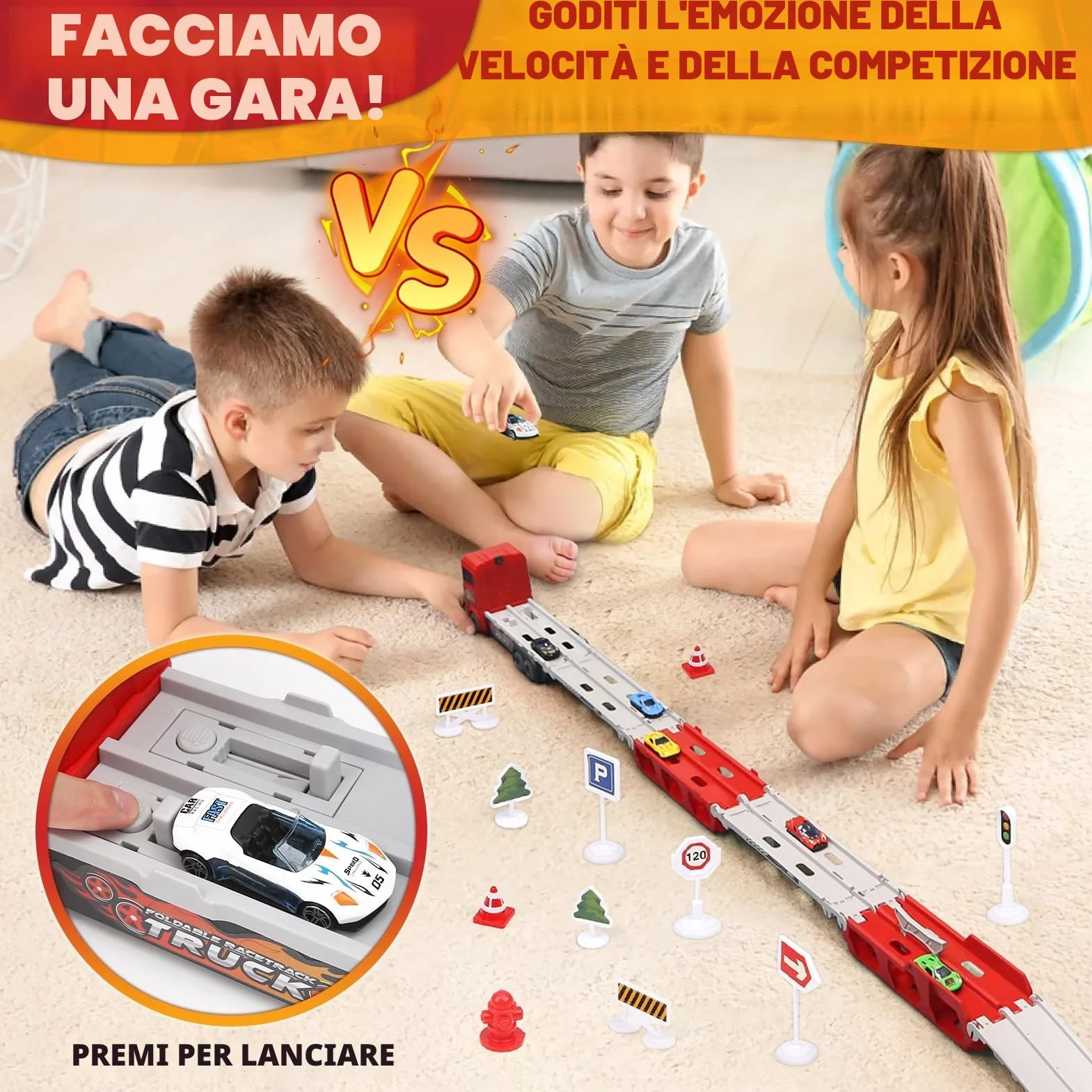 Aoskie Transporter Truck Macchinine Giocattoli per Ragazzi 3 4 5 6 Anni, Camion con 6 Macchinine Tiranti in Lega, Regalo Caldo Auto per Bambini