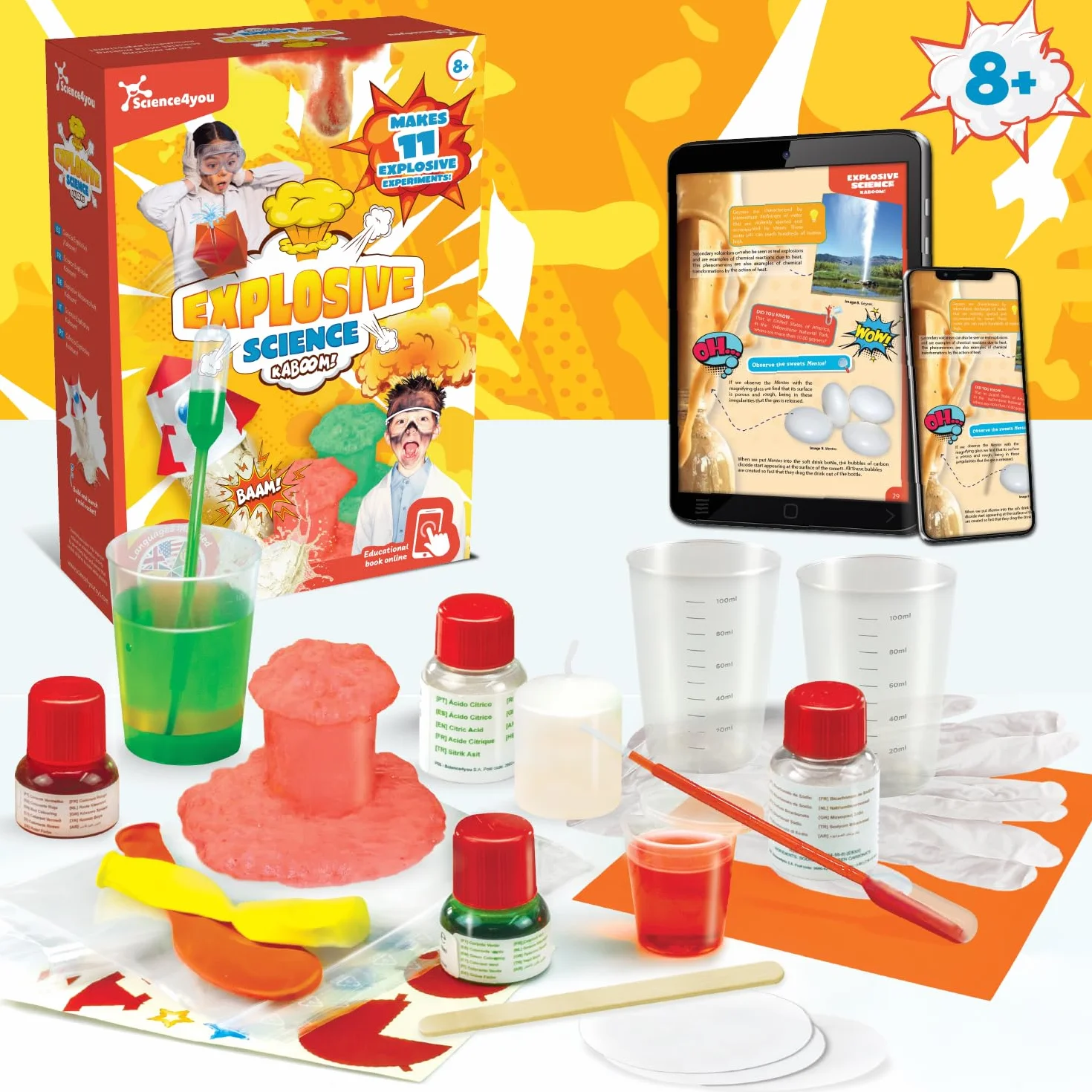 Science4you Esperimenti per Bambini 8+ Anni – Attività Kaboom per Bambini, Crea il tuo Razzo D'Acqua, Crea una nuova Bomba Frizzante, Giocattoli Educativi, Regali STEM per Ragazzi e Ragazze 8 9 10+