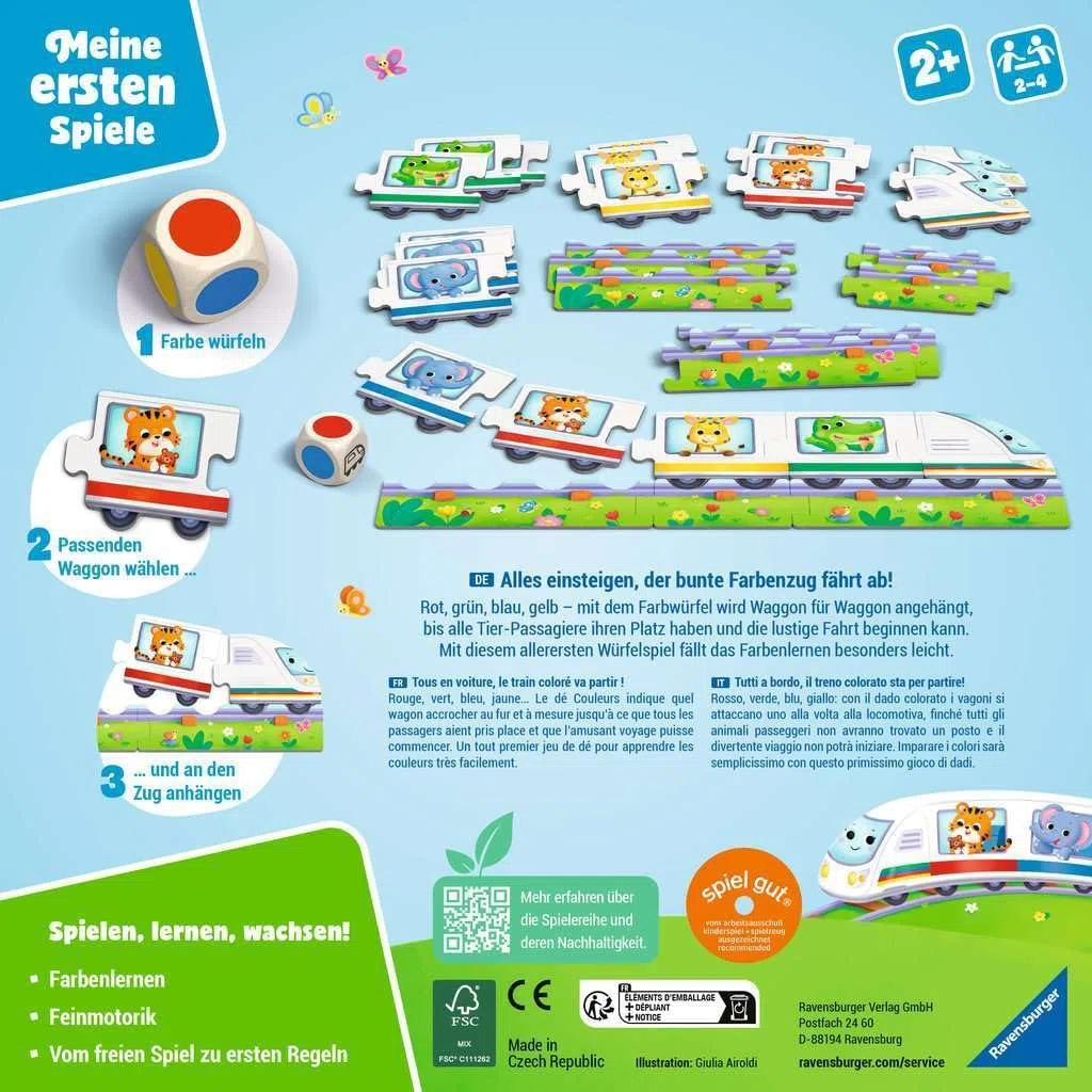 Ravensburger 12010010 My train game — I miei primi giochi: giochi per bambini per imparare i colori, giochi da 2 anni, per 2-4 giocatori, regalo per ragazze o ragazzi