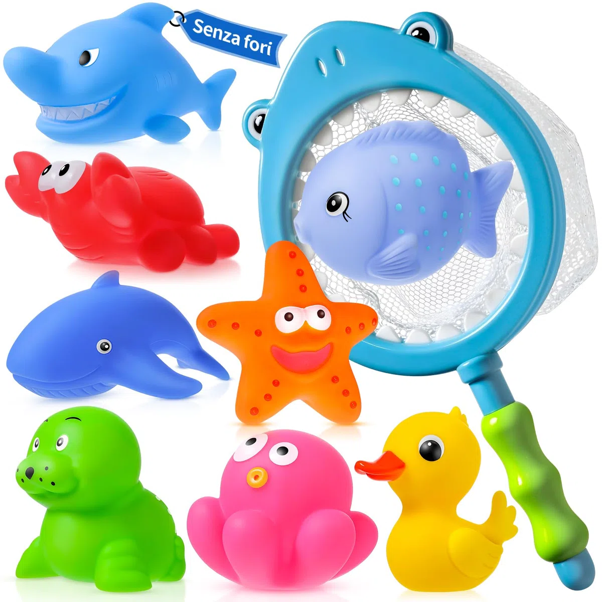 Senza fori animali marini - giochi acqua giochi piscina giochi mare per bambini giochi da spiaggia per bambini 1 anno 2 3 anni giochi per il bagnetto neonato（ antimuffa 9 pezzi ）