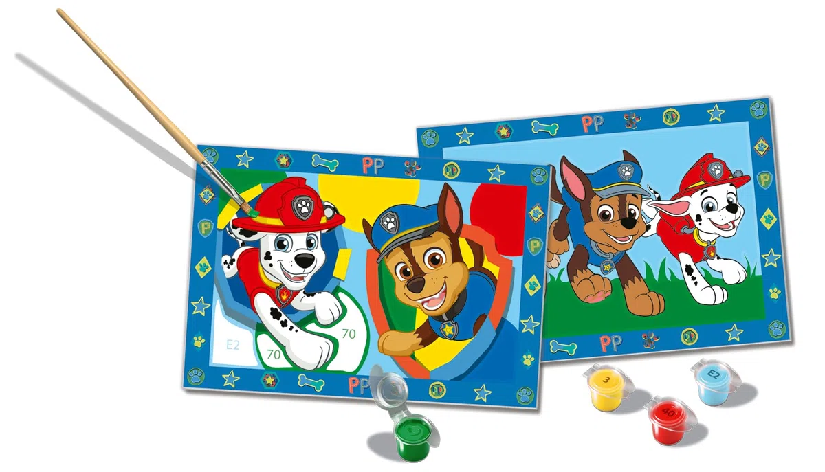Ravensburger CreArt 5 Anni Junior: Paw Patrol – Dipingere con i Numeri per Bambini 5+ Anni, Kit Pittura con 2 Tavole, Pennello Ergonomico e Colori Inclusi, 32 x 22 cm, Idee Regalo per Bambini 5 Anni