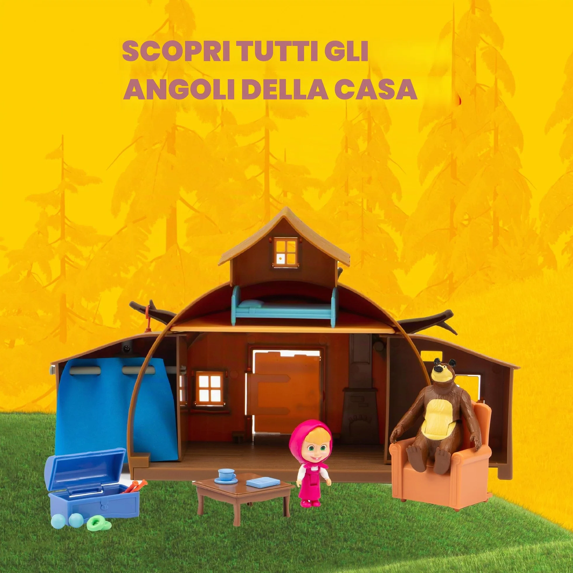 Giochi Preziosi Masha E Orso - Casa Di Orso Playset Ricca Di Accessori E Con I Personaggi Articolati Di Masha E Orso Inclusi, Per Bambini A Partire Dai 3 Anni