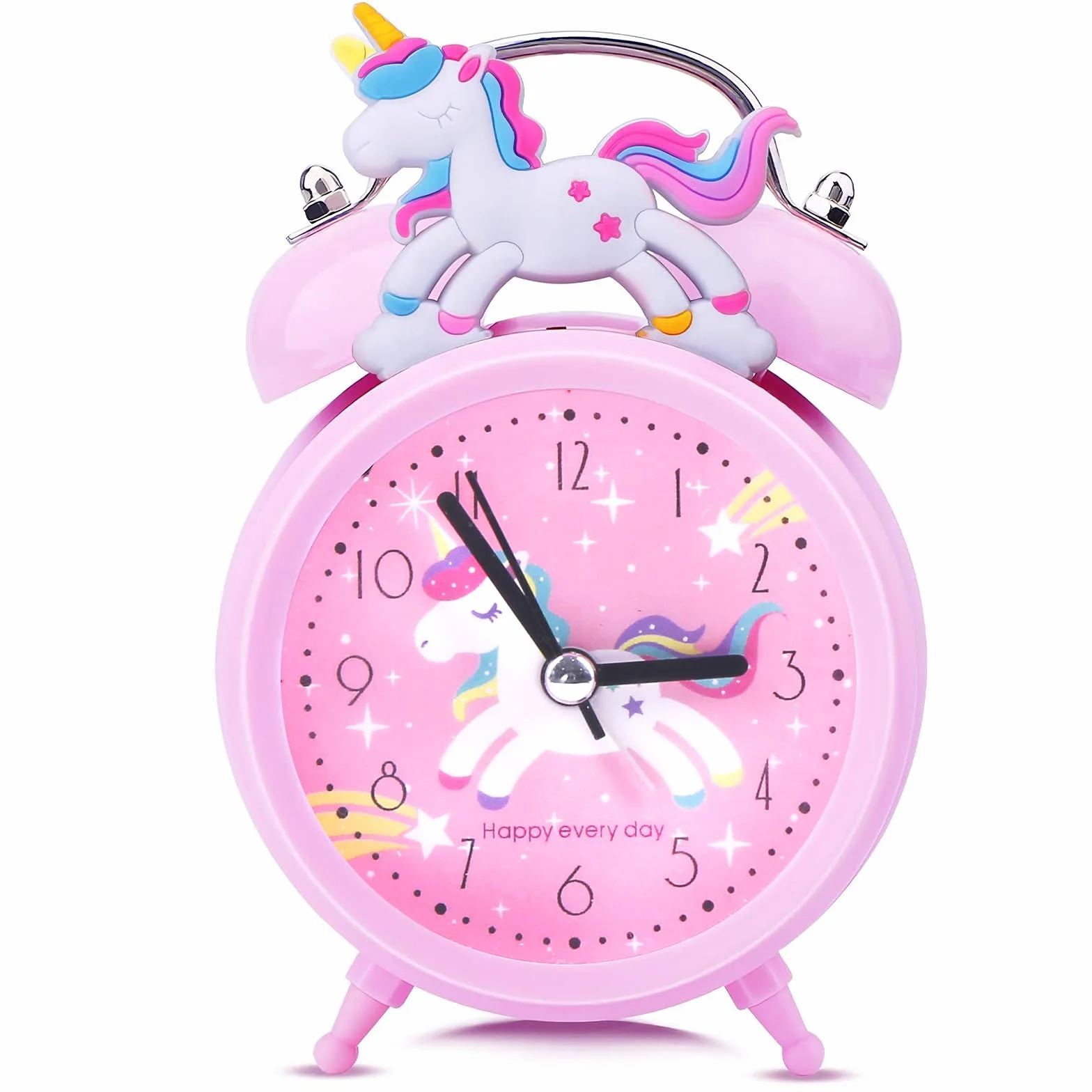 Aitsite Classico Sveglia Bambini, Orologio Unicorno Rosa con Luce Notturna Senza Ticchettio, Silenziosa, Portatile, Sveglia da Comodino Adatto per l'arredamento Della Stanza e Regali di Natale