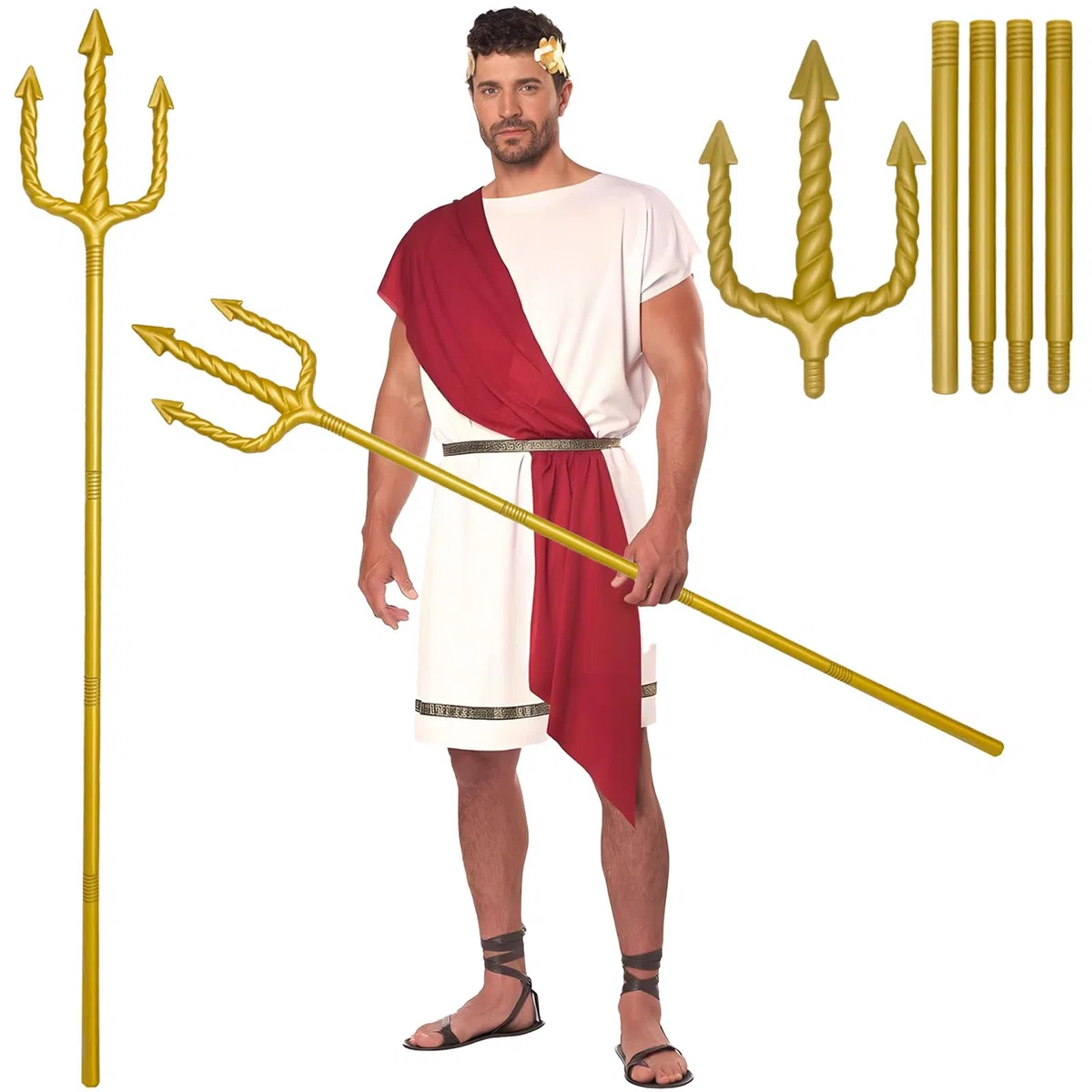Tridente 152 cm, Tridente Poseidone Armi Carnevale, Costume di Nettuno per Adulti Carnevale Halloween Festa a Tema Gioco di Ruolo Costume da Diavolo (A)
