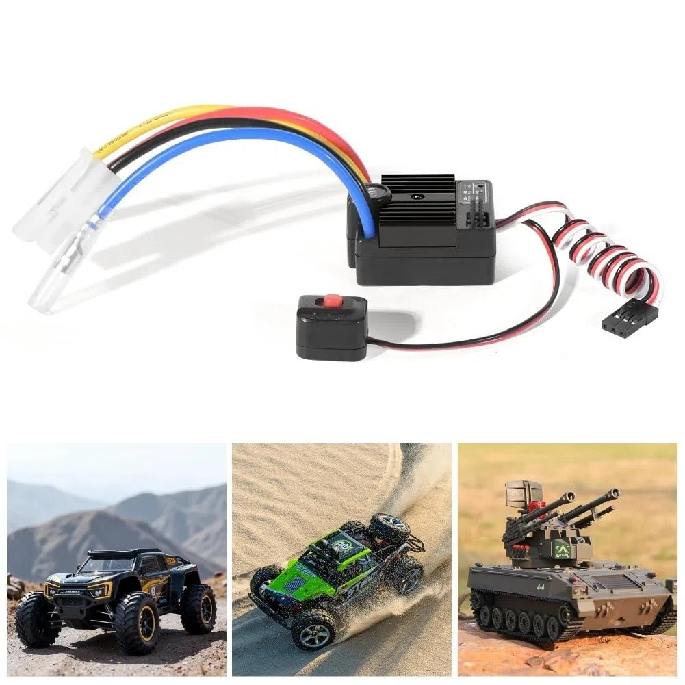 Regolatore elettronico brushless ESC 60A, 6-12 V per auto RC barca 360A telecomando parti del veicolo (nero)