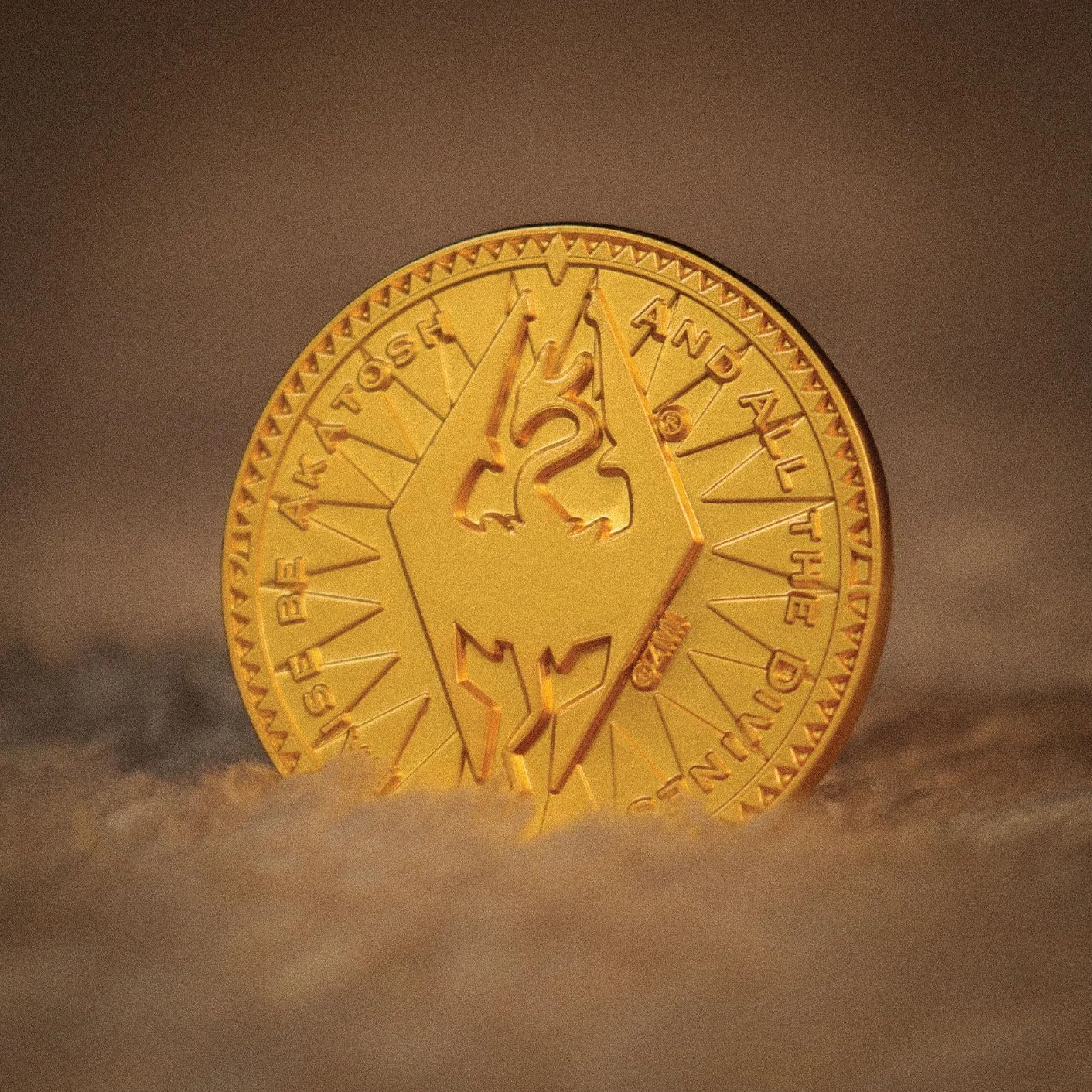 FaNaTtik The Elder Scrolls Replica Septim Coin da collezione – Special Misty Gold Edition, pezzo numerato individualmente, prodotto ufficiale Skyrim (38 mm)