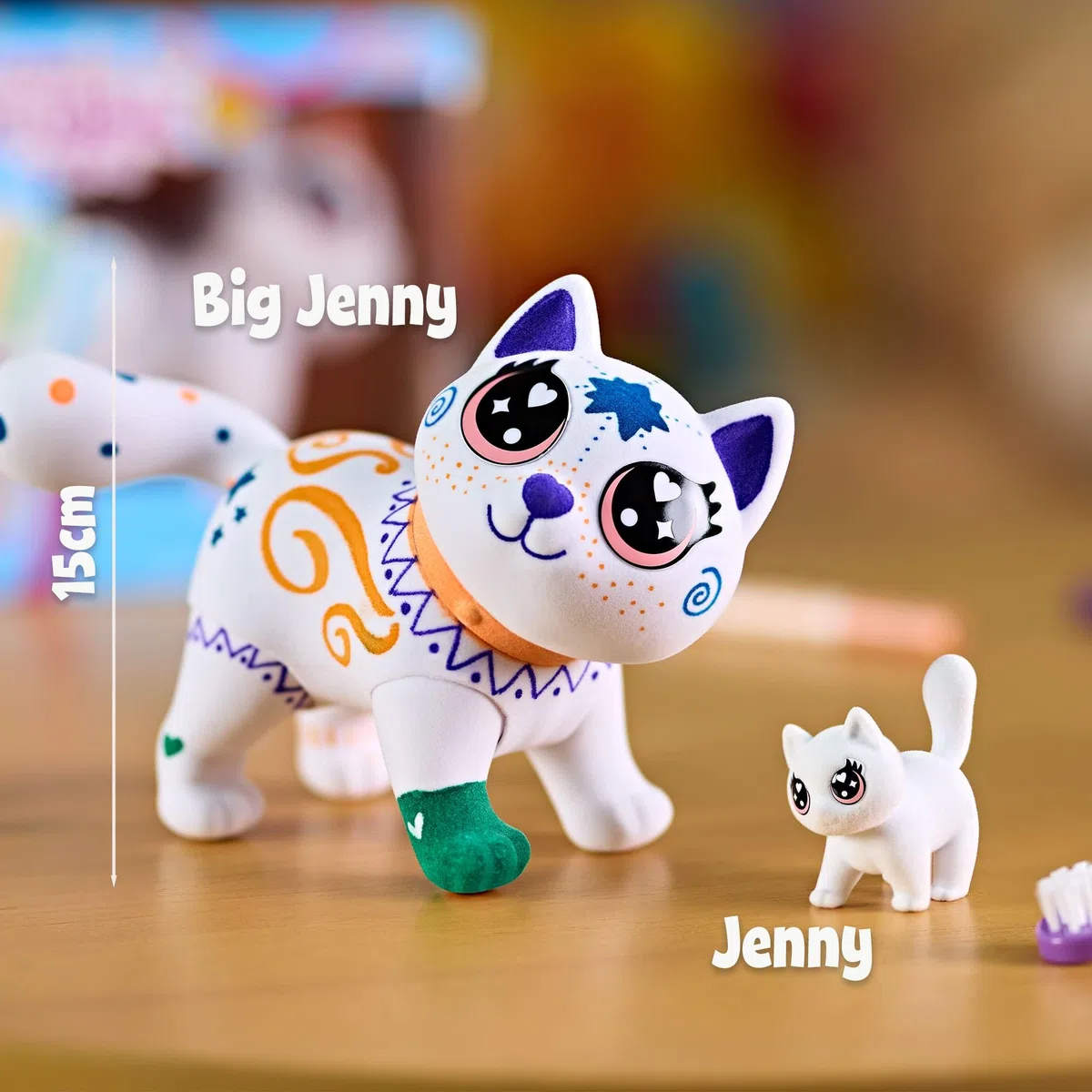 CRAYOLA Washimals Jumbo Pets - Big Jenny, la Grande gattina da Colorare Lavare e Ricolorare, 15 cm, Set con 5 Pennarelli Lavabili e Spazzolina, Gioco e Regalo per Bambini da 3 Anni, 74-7518