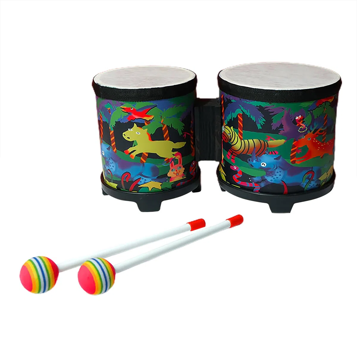 Tamburi Bongo Professionali In Legno Per Bambini E Adulti - Strumento Musicale A Percussione Con Supporto, 2 Bacchette Colorate, Set Di Tamburi Bongo Realizzati A Mano | Ideale Per Insegnamento E Intr