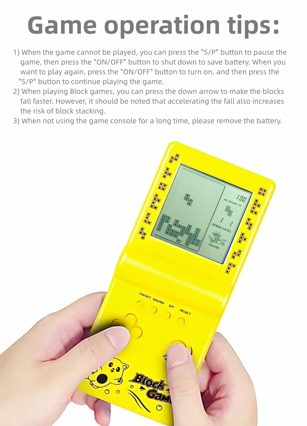 Retrò Blocca la console di gioco Giochi multipli Livello/velocità regolabile Consolle portatile Gioco di mattoni Gioco di puzzle Giocattoli elettronici Bambini/amici/regali di festa (Blue)