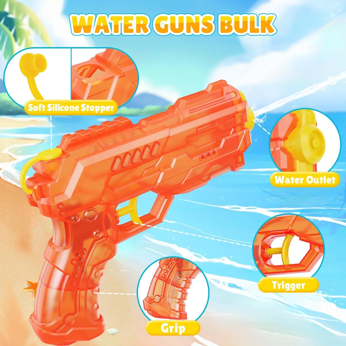 Pistola ad Acqua, 2 PCS Pistole d'acqua, Fucili ad Acqua con 25-30 Piedi a Lungo Raggio, Pistole ad Acqua per Bambini Adulti Estate Piscina all'aperto e Giocattoli da Spiaggia (Blu+Arancione)