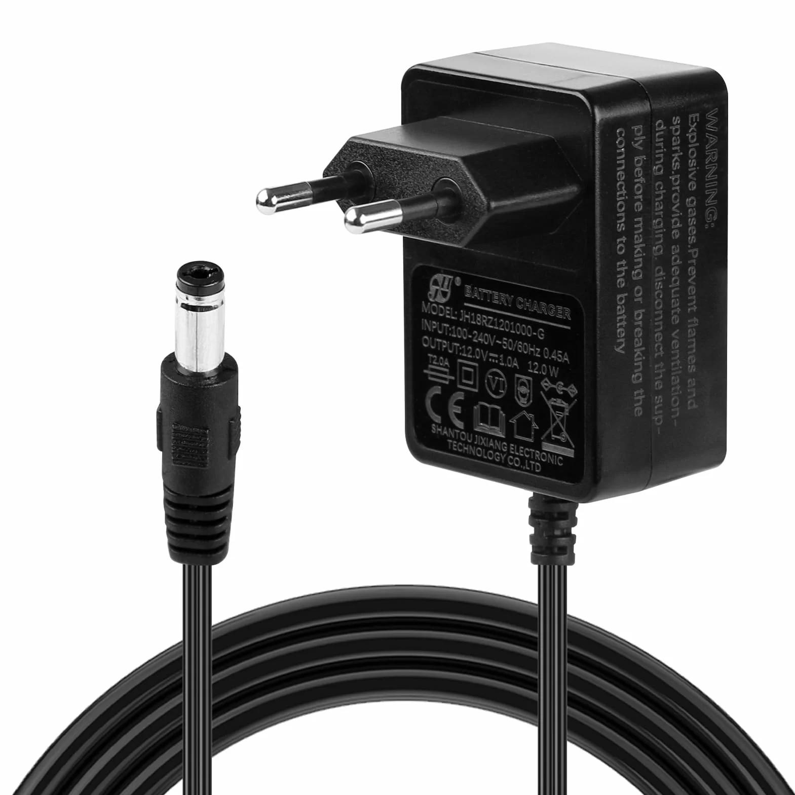 Caricatore da 12 V 1 A per bambini auto elettriche, adattatore di alimentazione con spina europea per veicoli elettrici, moto, SUV, ATV, quad, trattore e altri veicoli da 12 V 1000 mA – nero