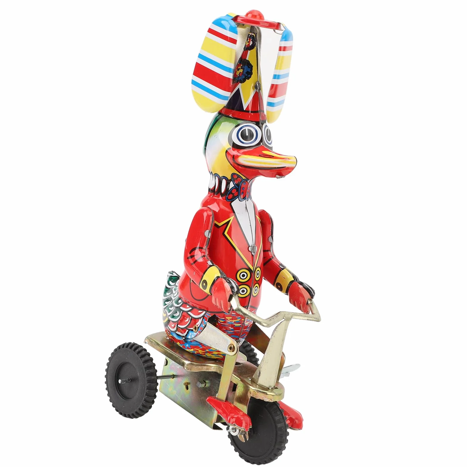 Anatra retrò su Bici Giocattolo di Latta Meccanismo a Carica Nostalgico Regalo per Adulti da Collezione Materiale: Banda Stagnata