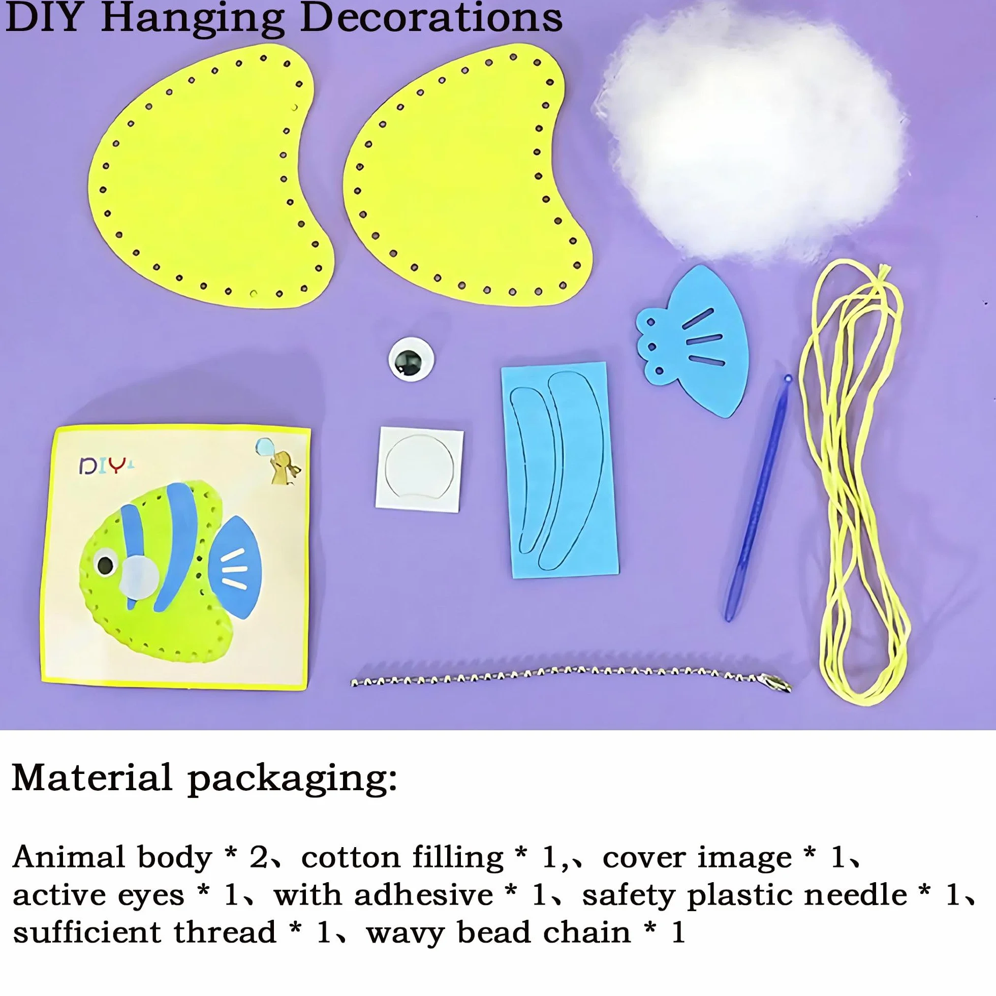 WSNDM 10 Pezzi Confezione da Cucito in Feltro per Bambini, DIY Kit da Cucito di Animale per Principianti, Bambole di Ripieni Arte e Artigianato, Divertenti Ornamenti, Lavoretti Creativi(Stile casuale)