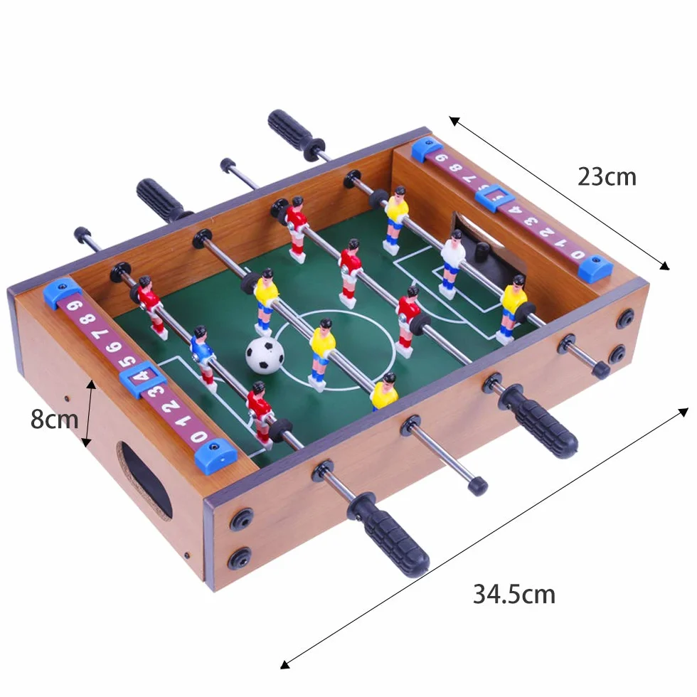 GOLDGE Calcetto da Tavolo, Calcetto Multigioco, Biliardino Calcio Balilla per Bambini e Adulti con 4 Palloni da Calcio, 34.5 * 23 * 8 cm, Legno, Multicolore