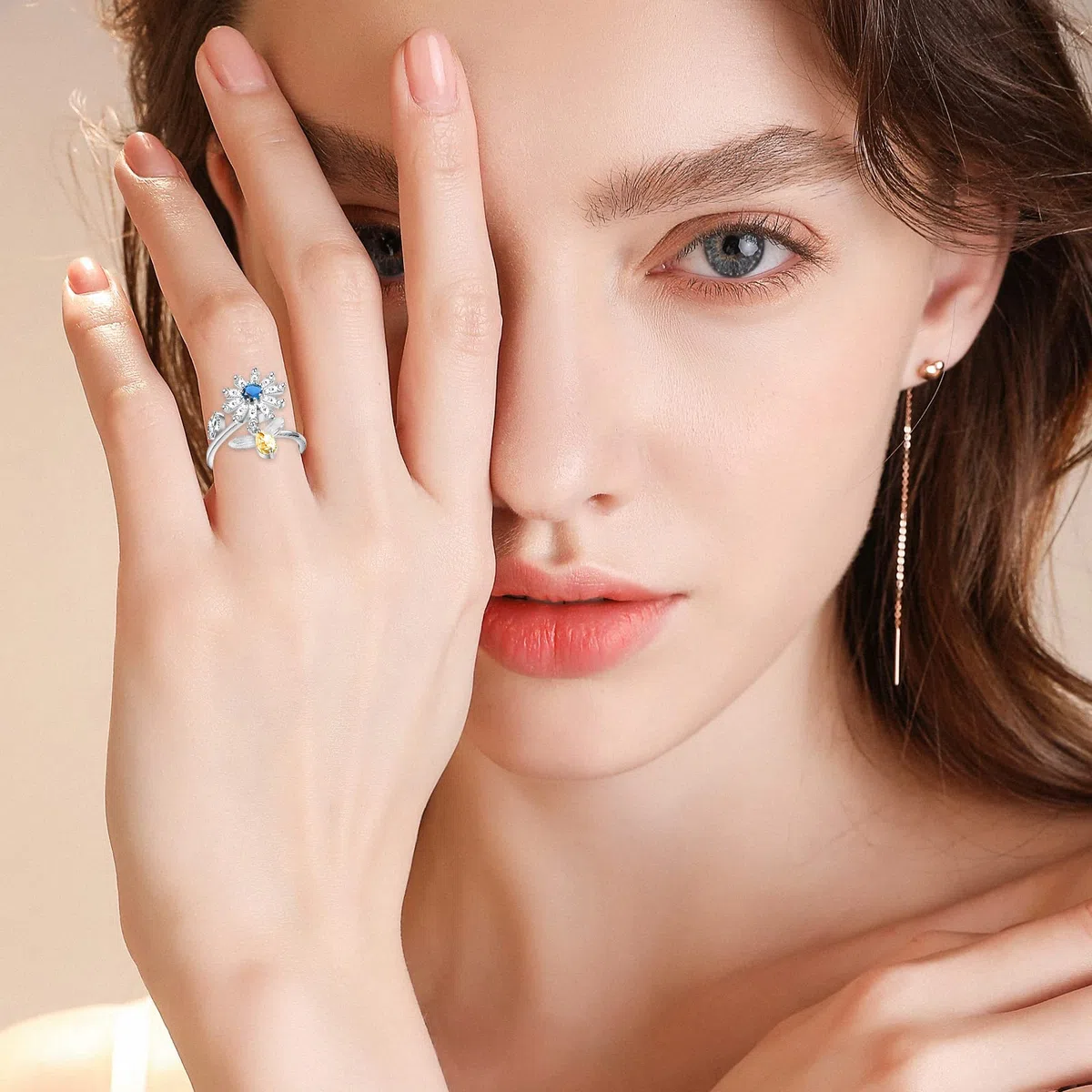 6 PCS Fidget Ansia Anelli Anelli Regolabili Set Open Spinning Fidget Rings Anello da Donna con Perline Anello Geometrico Rotondo con Perline Anello Girevole per Alleviare lo Stress