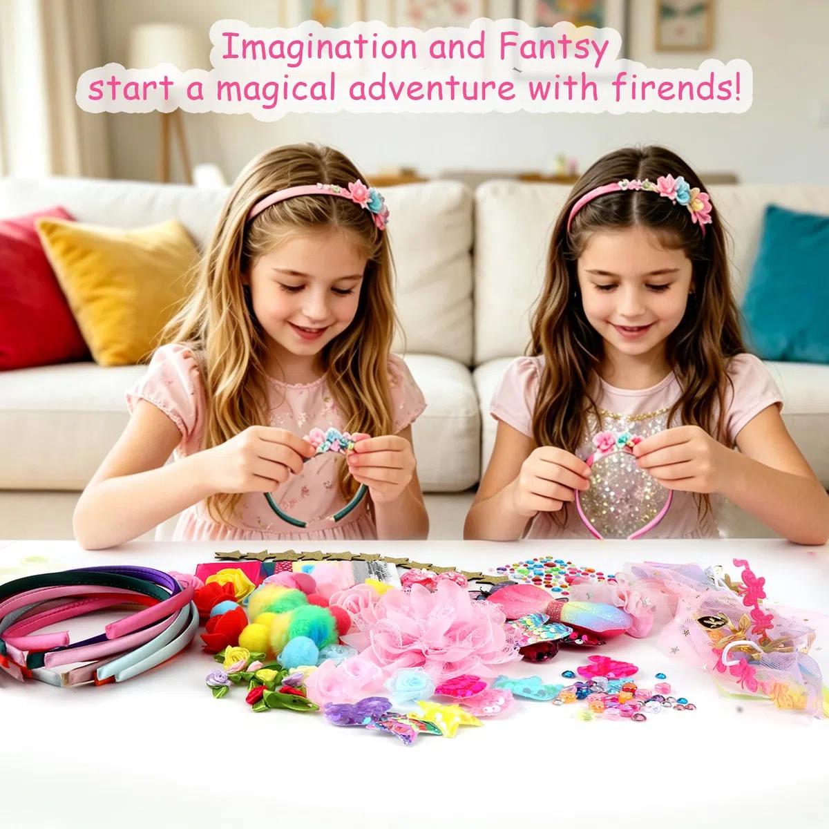 Set di fasce per capelli fai da te per ragazze, fasce per capelli e accessori fai da te | Cerchietto creativo per capelli, per bambini, compleanno, Halloween, Natale, Pasqua