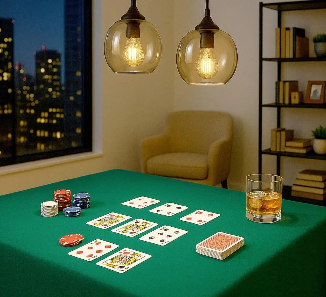 Generico Copritavolo da Gioco Verde, con Elastico, per Tavoli da 4 a 12 Posti, Rettangolare 180 x 140 cm, Poliestere, Panno Verde Per Tavolo, Poker - Burraco - Texas Holde'm