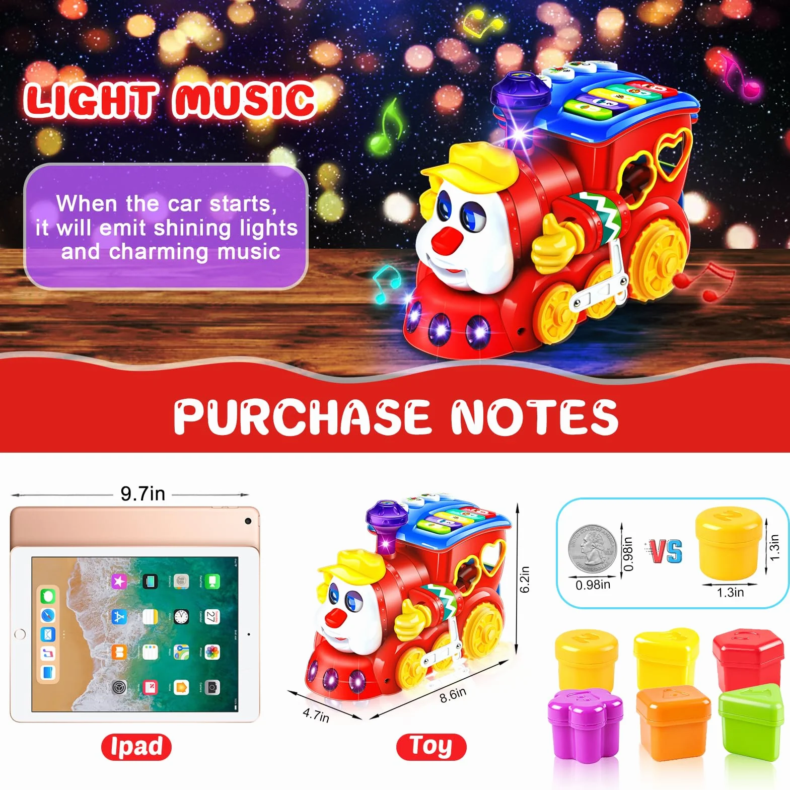 Giochi Bambini 1 2 Anno Treno Musicale Giocattoli Regalo Bambino 1 Anno Educativi l'apprendimento con luci/musicali Compleanno Natale Bambino Bimba Giochi Montessori 1 2 3 Anno Neonato 6 9 12 18 Mesi