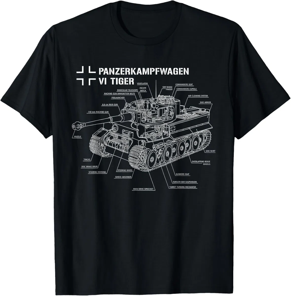 Guerra Mondiale 2 Serbatoio Tedesco Tiger I Blueprint Maglietta