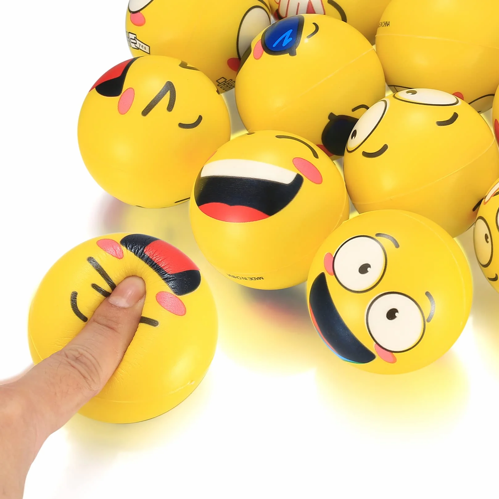 18 Pezzi Palline Antistress con Faccina Emoji, Palline Squeeze Antistress per Bambini Adulti Festa, premi, Regali di Compleanno