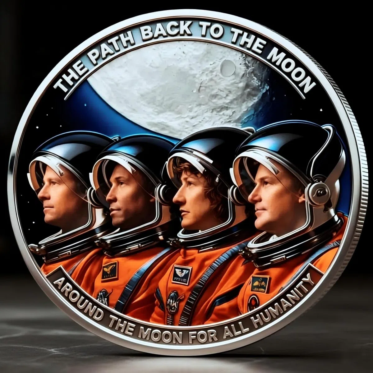 Moneta commemorativa della missione lunare Artemis II, moneta commemorativa della generazione Artemis, monete da collezione 3D ad alto rilievo dedicate all'esplorazione spaziale (01#)
