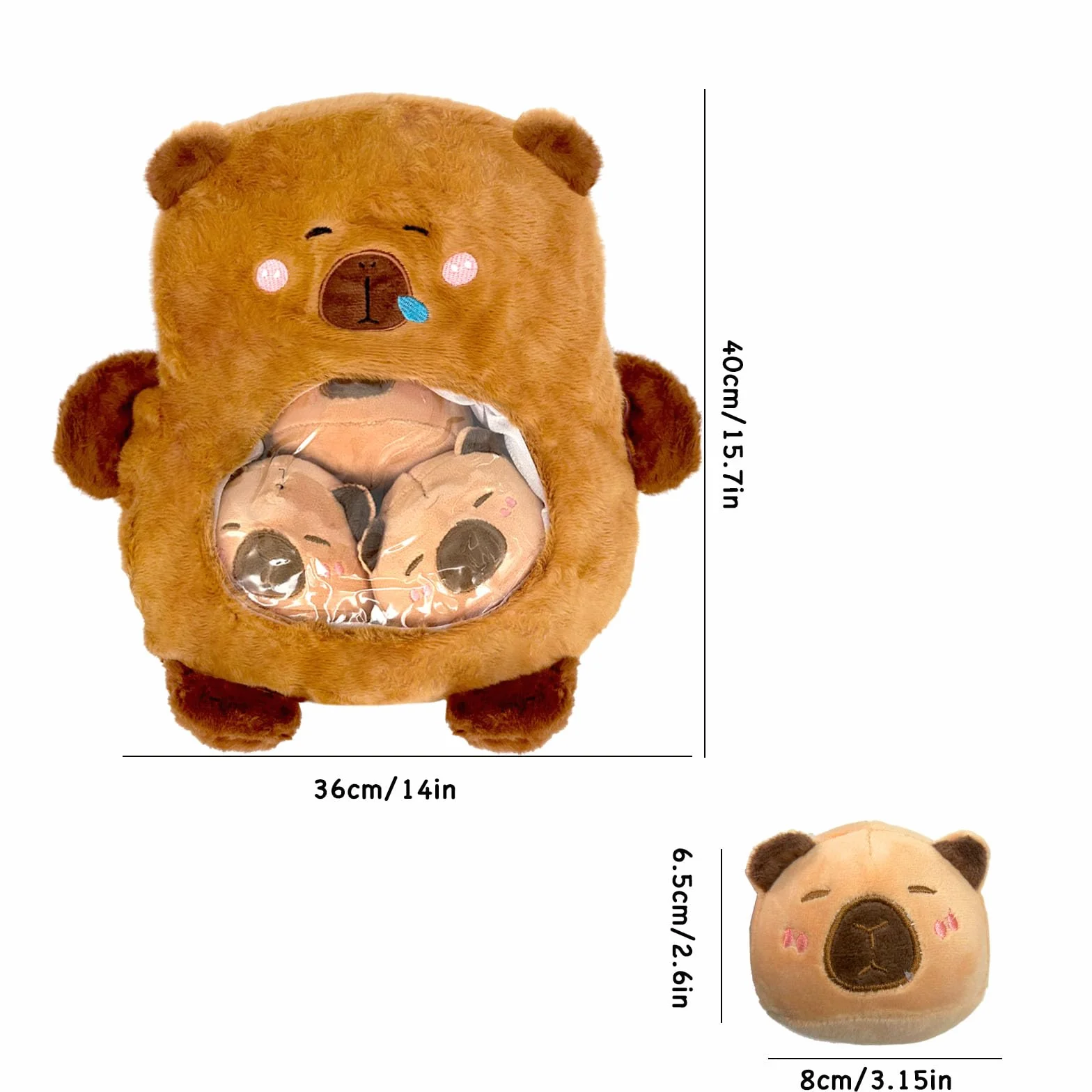 Generico Cuscino Per Capybara, Generico Peluche Capibara con 3 mini Capibara Peluche, morbide bambole Capibara regalo di compleanno