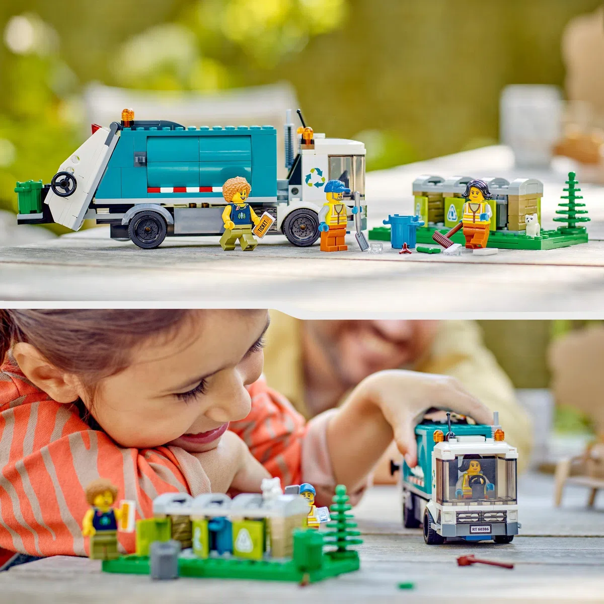 LEGO City Camion per il Riciclaggio dei Rifiuti, Camioncino Giocattolo con 3 Bidoni per la Raccolta Differenziata, Giochi Educativi per Bambini, Serie Vita Sostenibile 60386