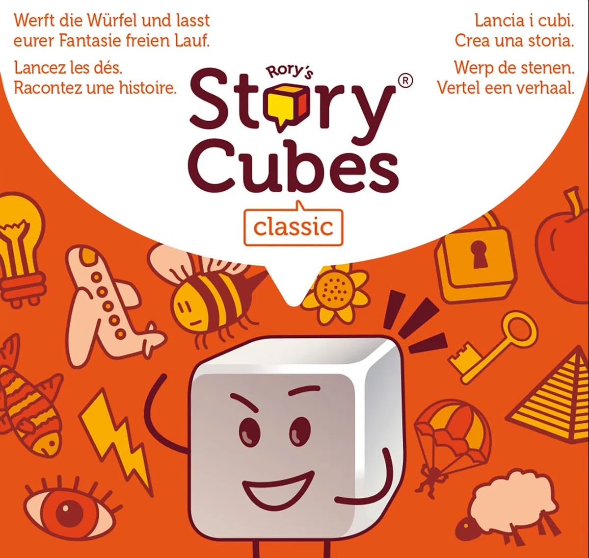 Zygomatic, Rory's Story Cubes Classic, versione DE, gioco di famiglia cooperativo per 1 o più giocatori dai 6 anni in su, gioco di dadi con 20 minuti di gioco per partita, multilingue