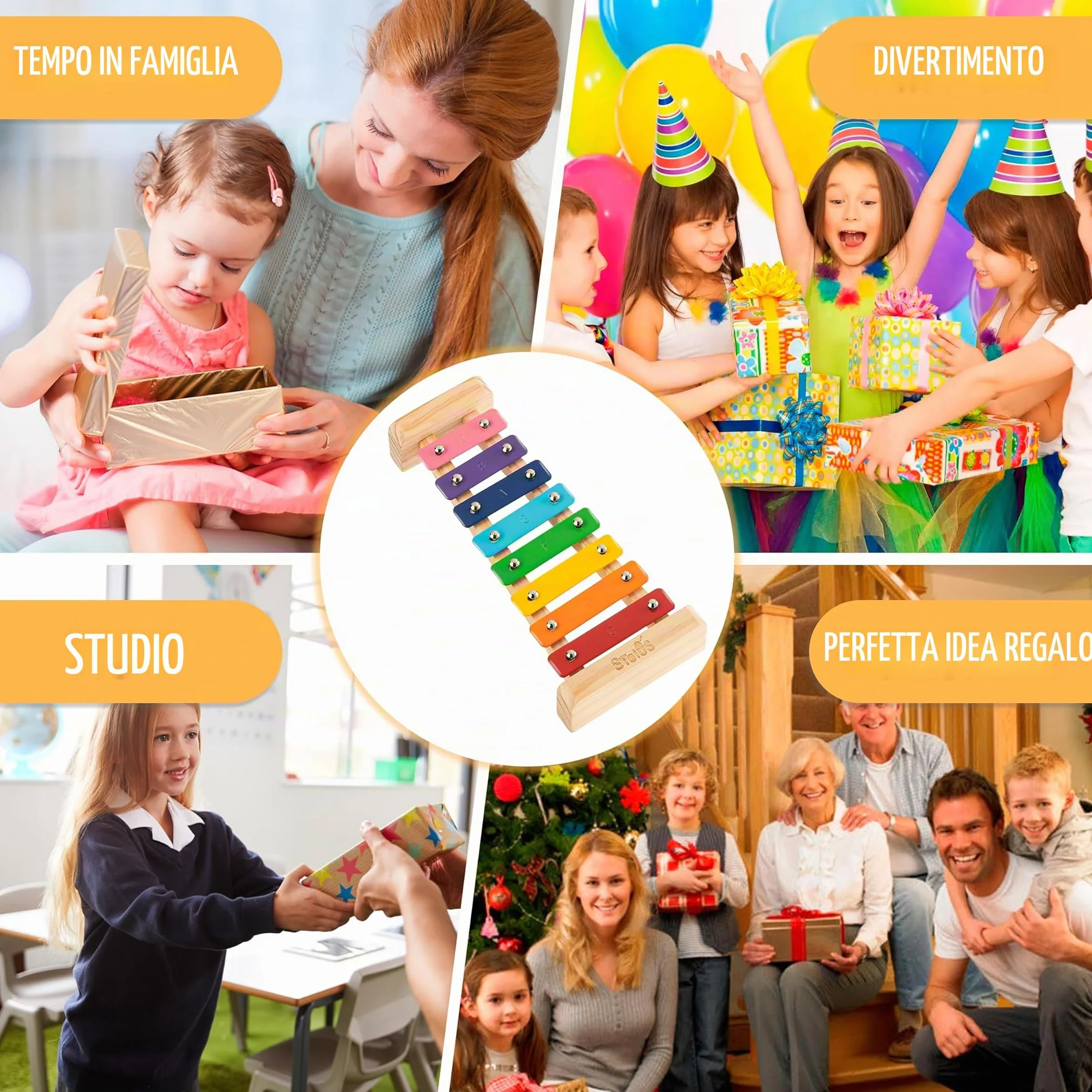 Xilofono in Do maggiore 8 tasti con le bachette in legno, per bambini e adulti, facile da suonare, libro di canzoni incluso