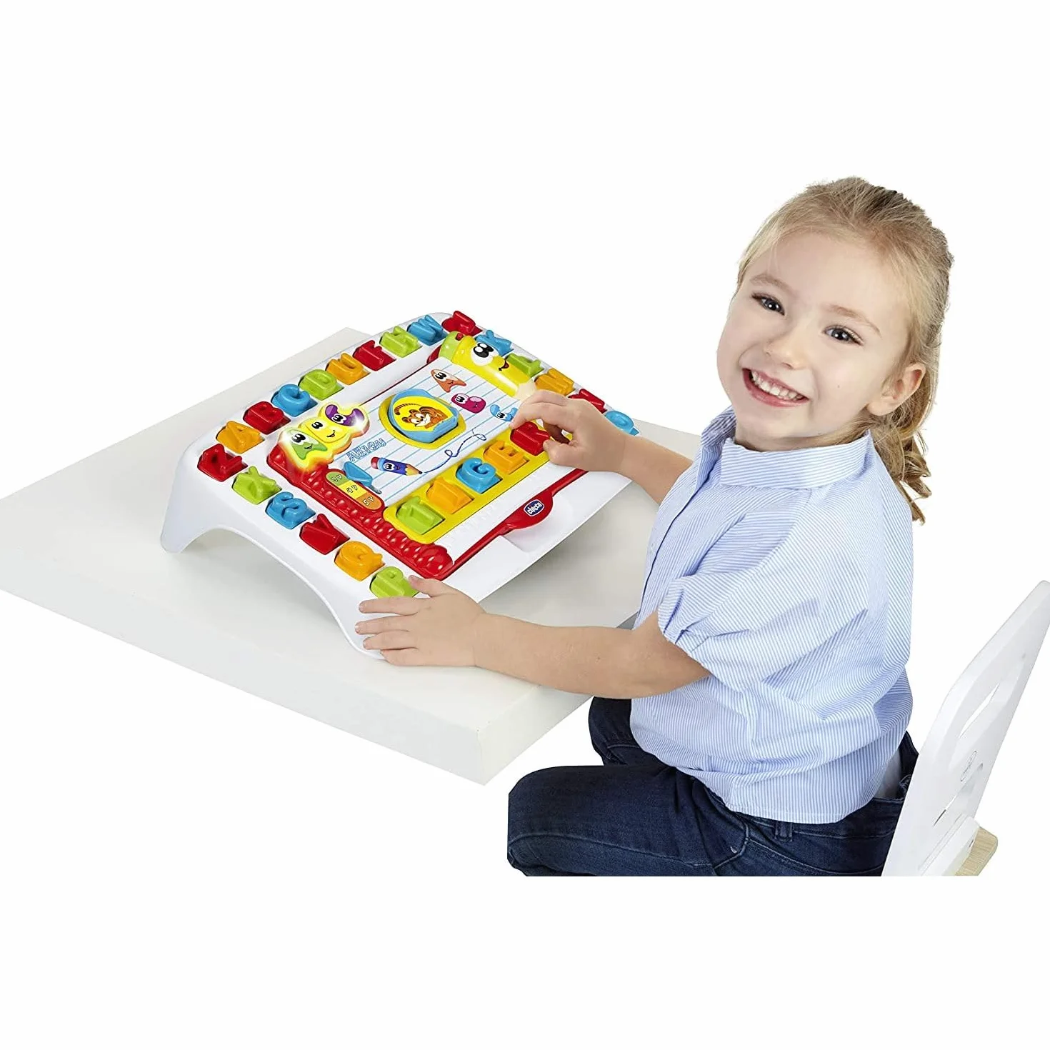 Chicco Banco Scuola Leggi e Impara Edu4You Bambini, Gioco Educativo Evolutivo Elettronico e Parlante per Imparare le Lettere dell'Alfabeto, Ispirato al Metodo Montessori, Giochi per Bambini 3-6 Anni