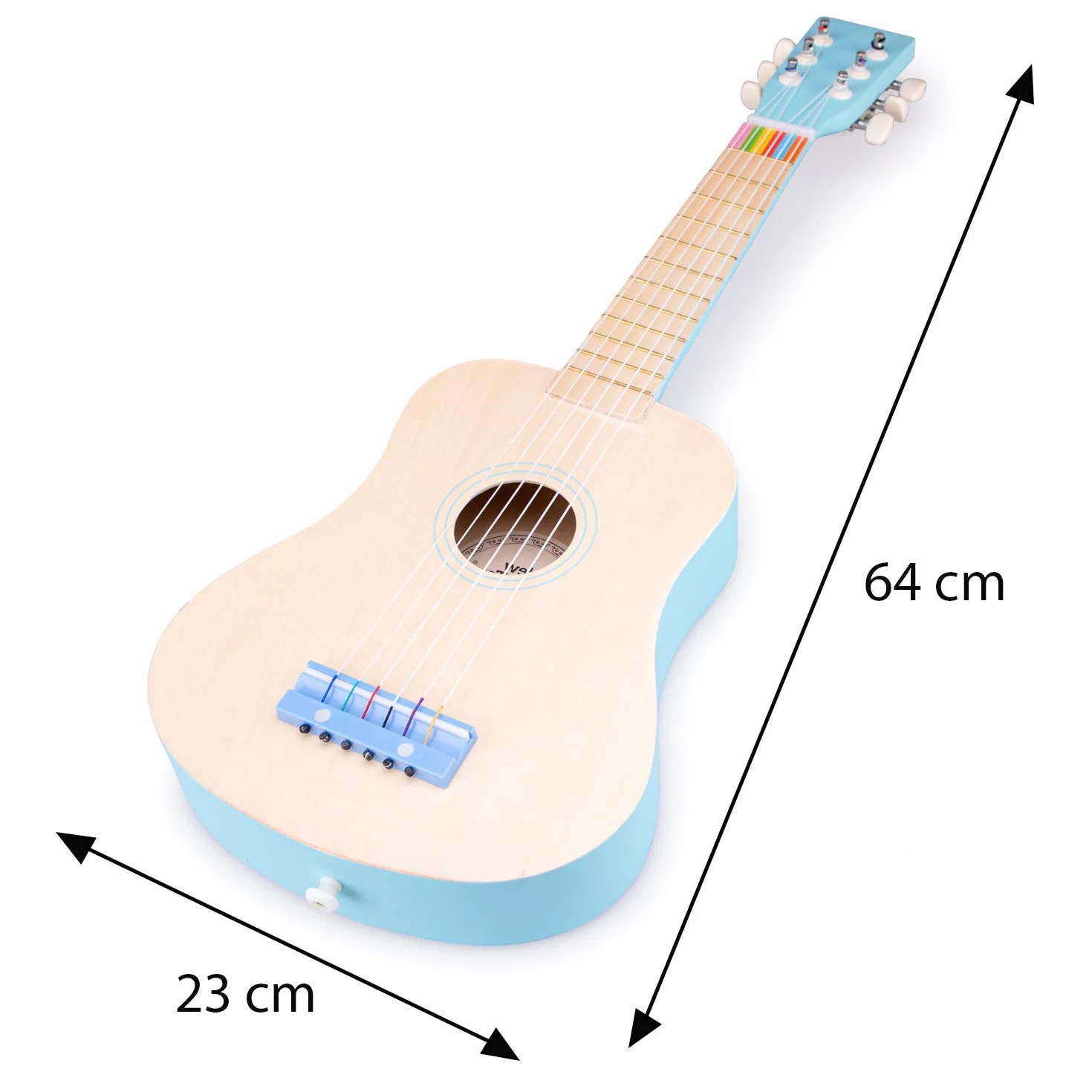 Woet® Chitarra Giocattolo Rosso in Legno per Bambini - 6 Corde in Nylon con Tracolla e Corda di Ricambio - con Libretto delle Canzoni - Gioco Musicale Educativo - A Partire da 3 Anni
