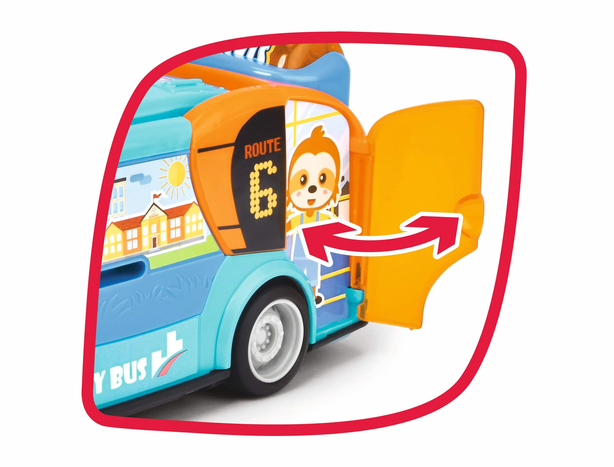 Dickie- ABC BYD City Bus, 204113000, +12 mesi, cm 22, porte a ribalta, sonaglio e funzionamento a ruota libera