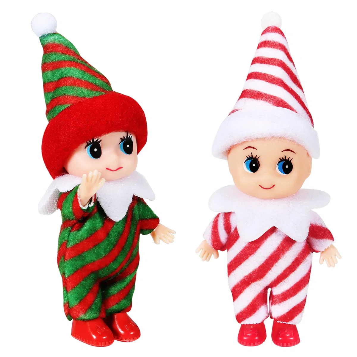 EKKONG Elfo Natale Pupazzo, Elfi di Babbo Natale 2 Pezzi Baby Bambola Natale per Ragazzo Ragazza Decorazioni Natalizie Giocattolo