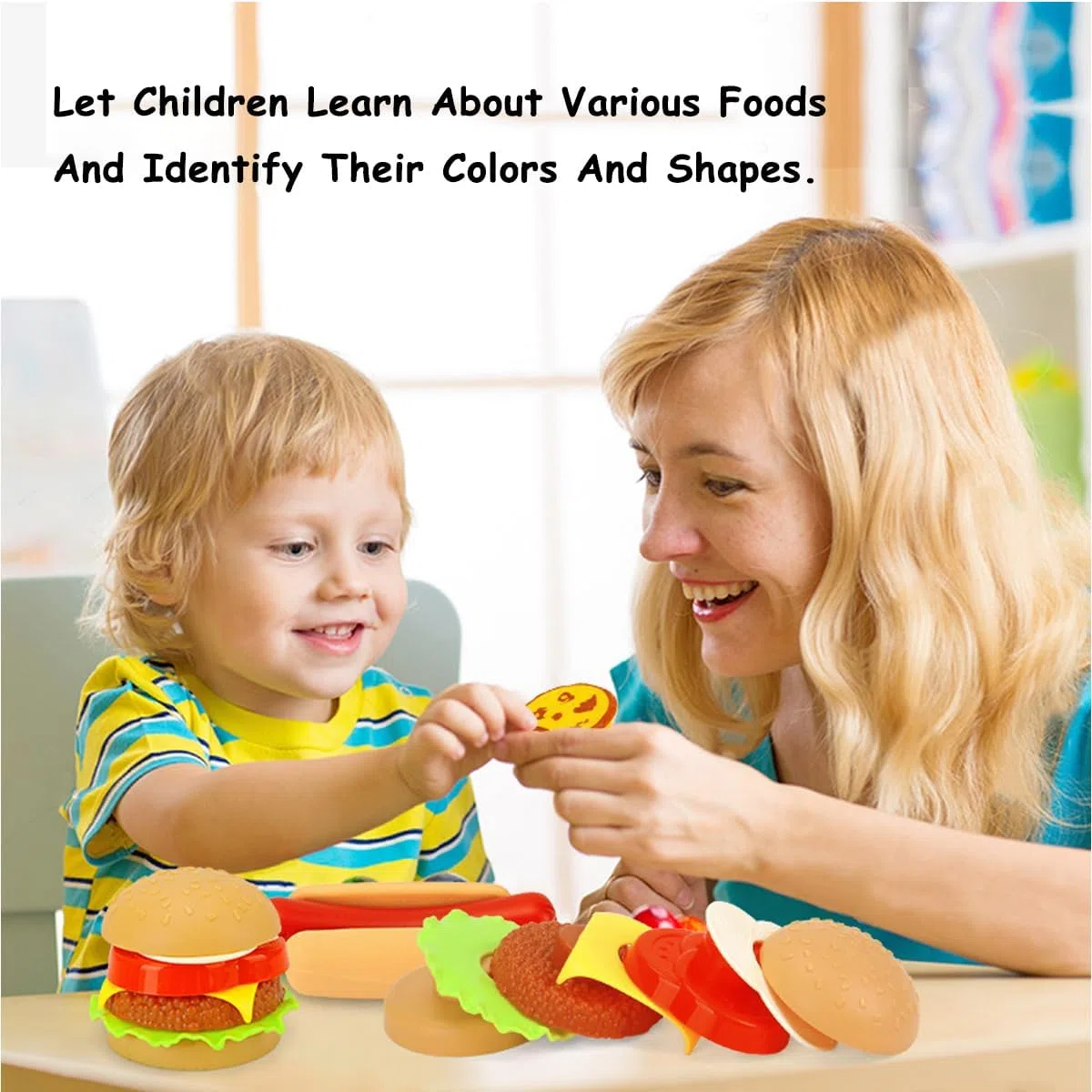 Food Toy Set, Giocattoli da cucina per bambini, Hamburger da cucina Educational Role Playing Giocattoli educativi Accessori, Regalo per bambini e bambine da 3 anni.