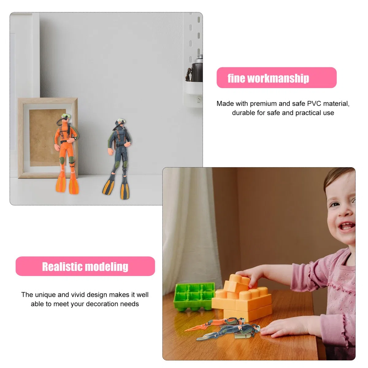 Gadpiparty 2 Pezzi Modello Ridotto Persone Figure Di Subacquei Realistici Nuotatori Sottomarini Figure d'azione Statuetta Avventuriero Immersione per Diorama Layout Tavolo