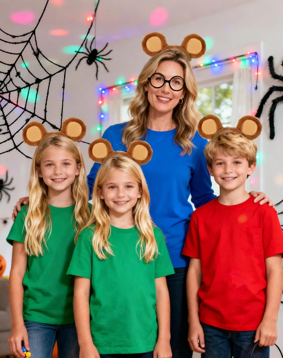 Set Accessori Chipmunk 4 Pezzi – 3 Cerchietti con Orecchie di Chipmunk in Peluche + 1 Occhiali Rotondi, Fascia Morbida per Capelli Animale, Cosplay per Bambini e Adulti, Feste, Carnevale, Halloween