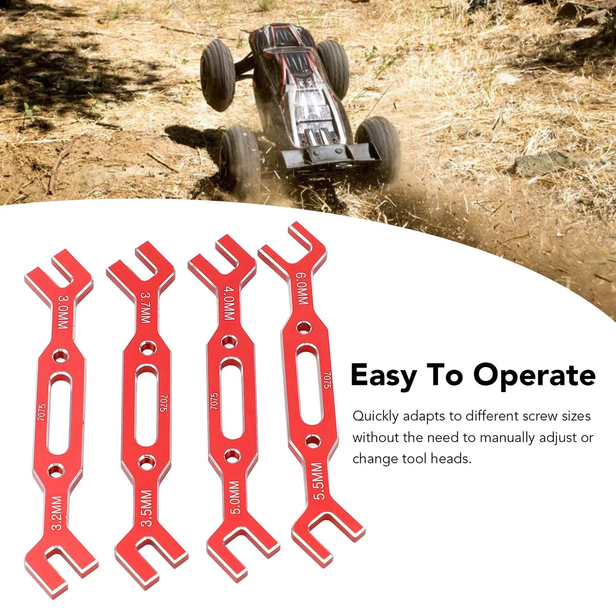 Fydun Set di Chiavi per Tiranti in Alluminio Regolabili da 4 Pezzi per Auto RC, Dispositivo di Rimozione Giunto Sferico, per Modelli 1/10 e 1/16, Strumento di Riparazione Efficiente (rosso)
