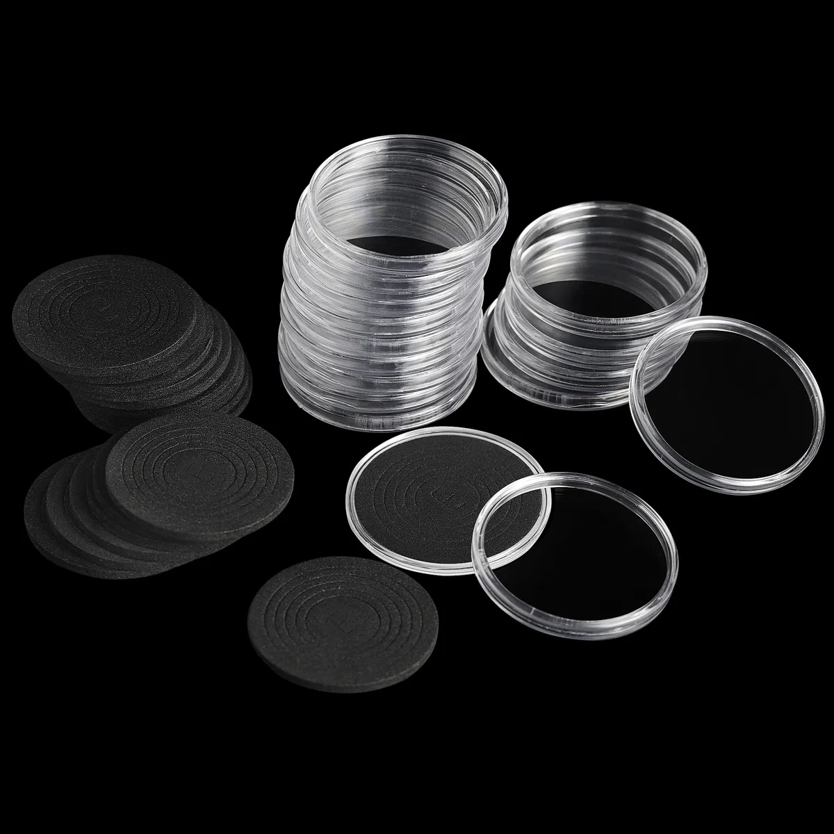 20 set di capsule per monete con 6 dimensioni regolabili Proteggi la custodia portamonete con guarnizione in schiuma per la raccolta di monete DC03 ([16/21/26/31/36/46MM]-20 Sets