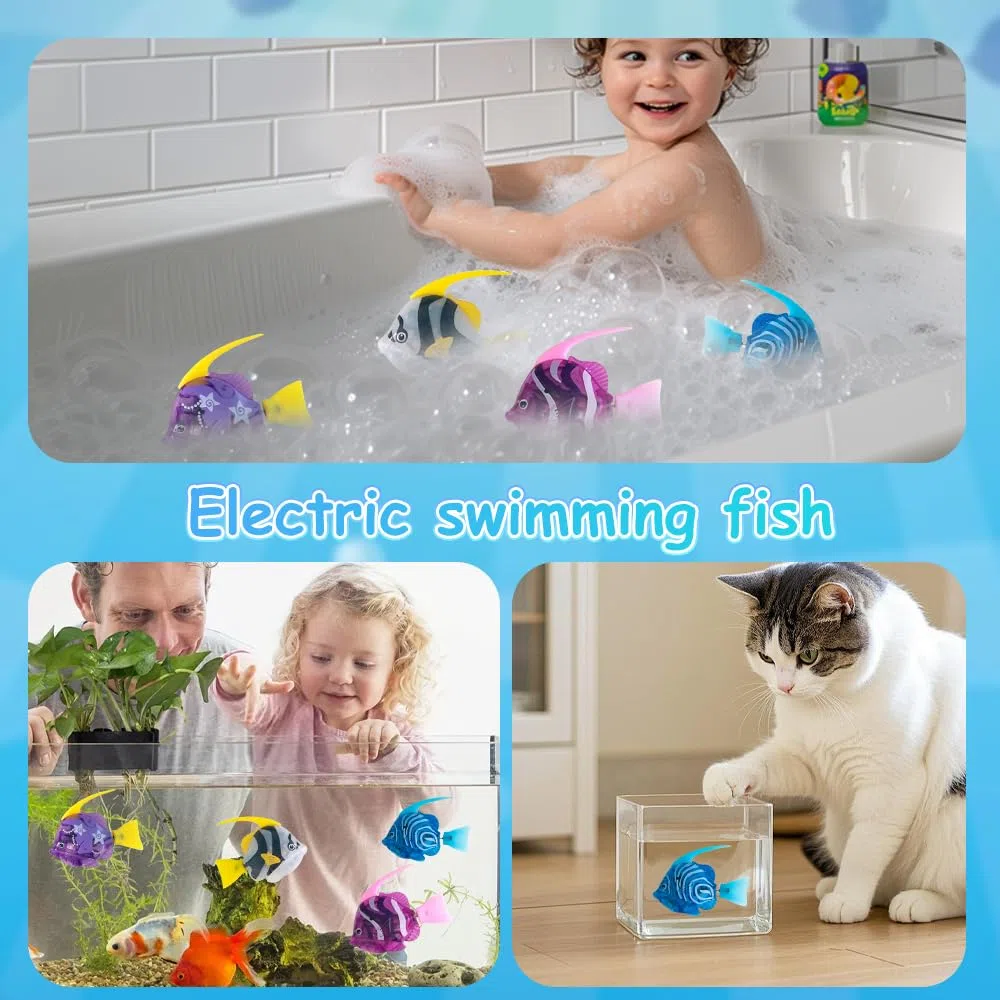 4 Pezzi Pesci Robot da Vasca, Pesci Robo per Bambini, Pesci Robo, Pesci Elettrici con Luci, Giocattolo da Vasca Elettrico a Forma di Pesce, Giocattolo Galleggiante per Bambini e Animali