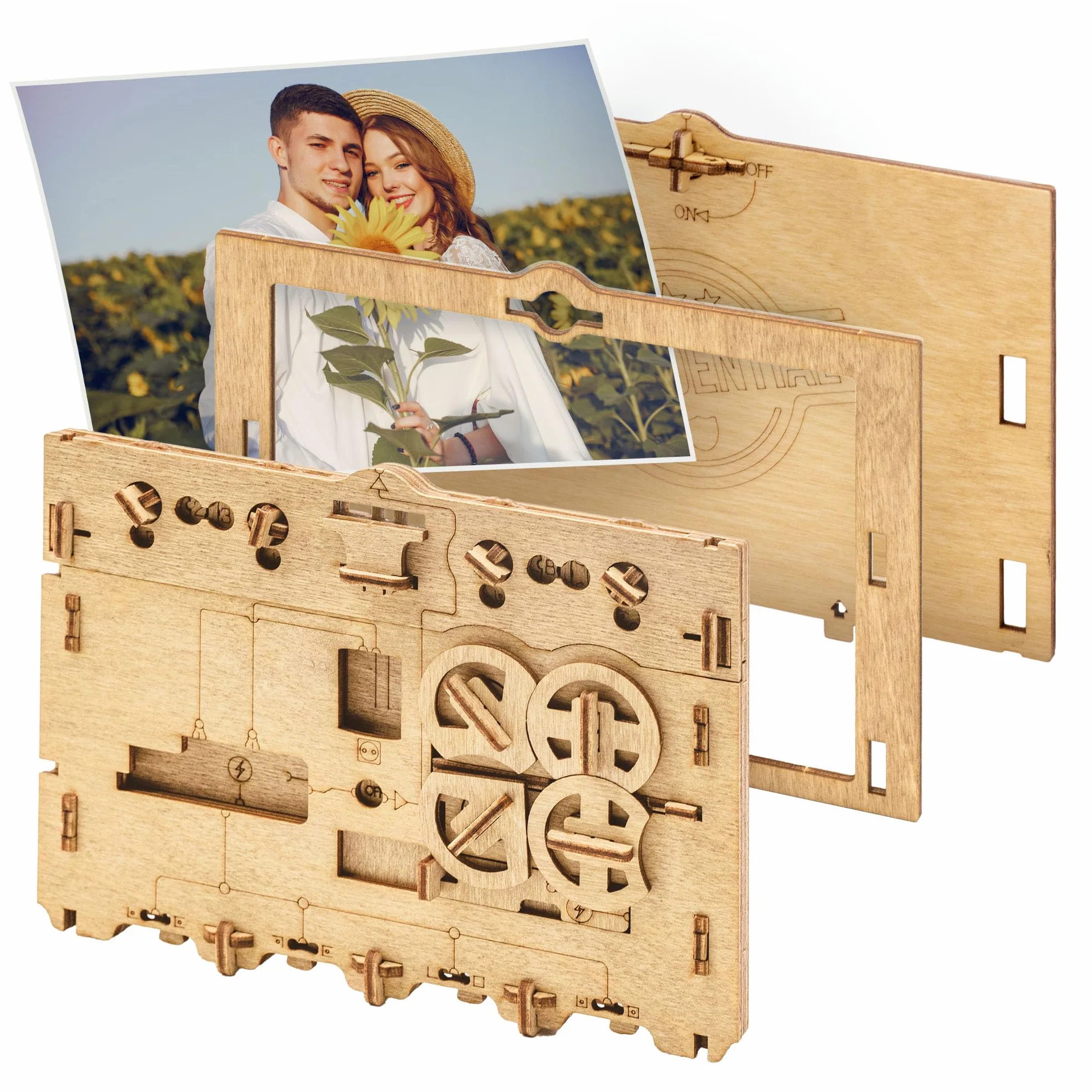 iDventure Clueframe - Cornice fotografica segreta - Personalizzato regalo - Escape Room gioco in legno - puzzle 3D - regali per lei - scatola rompicapo - regalo fidanzato - puzzle rompicapo adulti