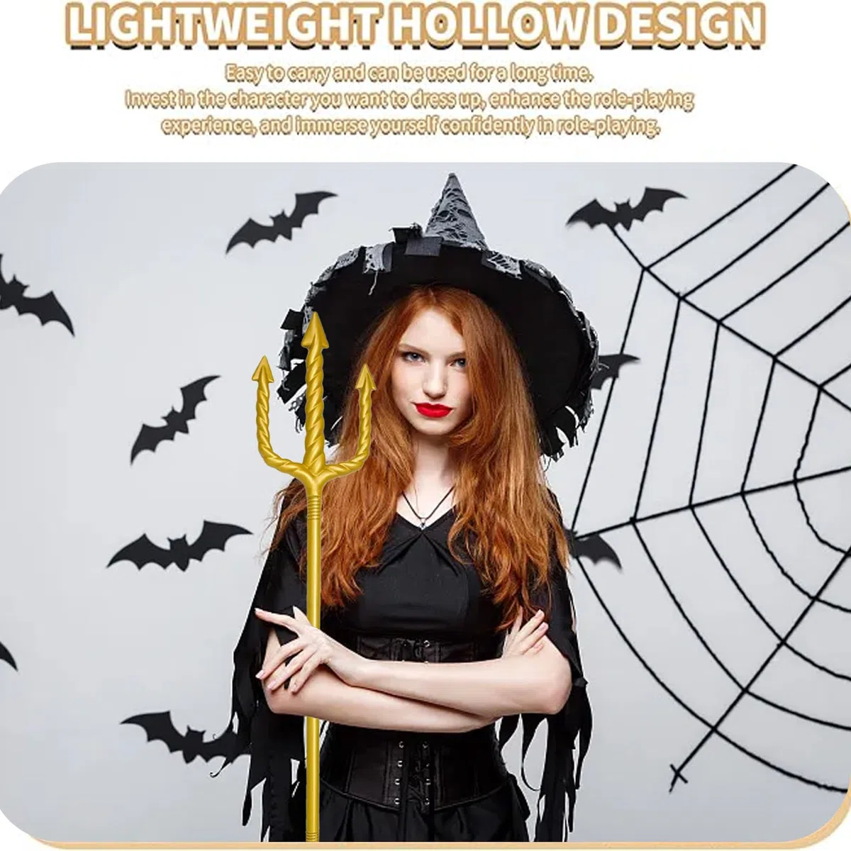 Tridente 152 cm, Tridente Poseidone Armi Carnevale, Costume di Nettuno per Adulti Carnevale Halloween Festa a Tema Gioco di Ruolo Costume da Diavolo (A)