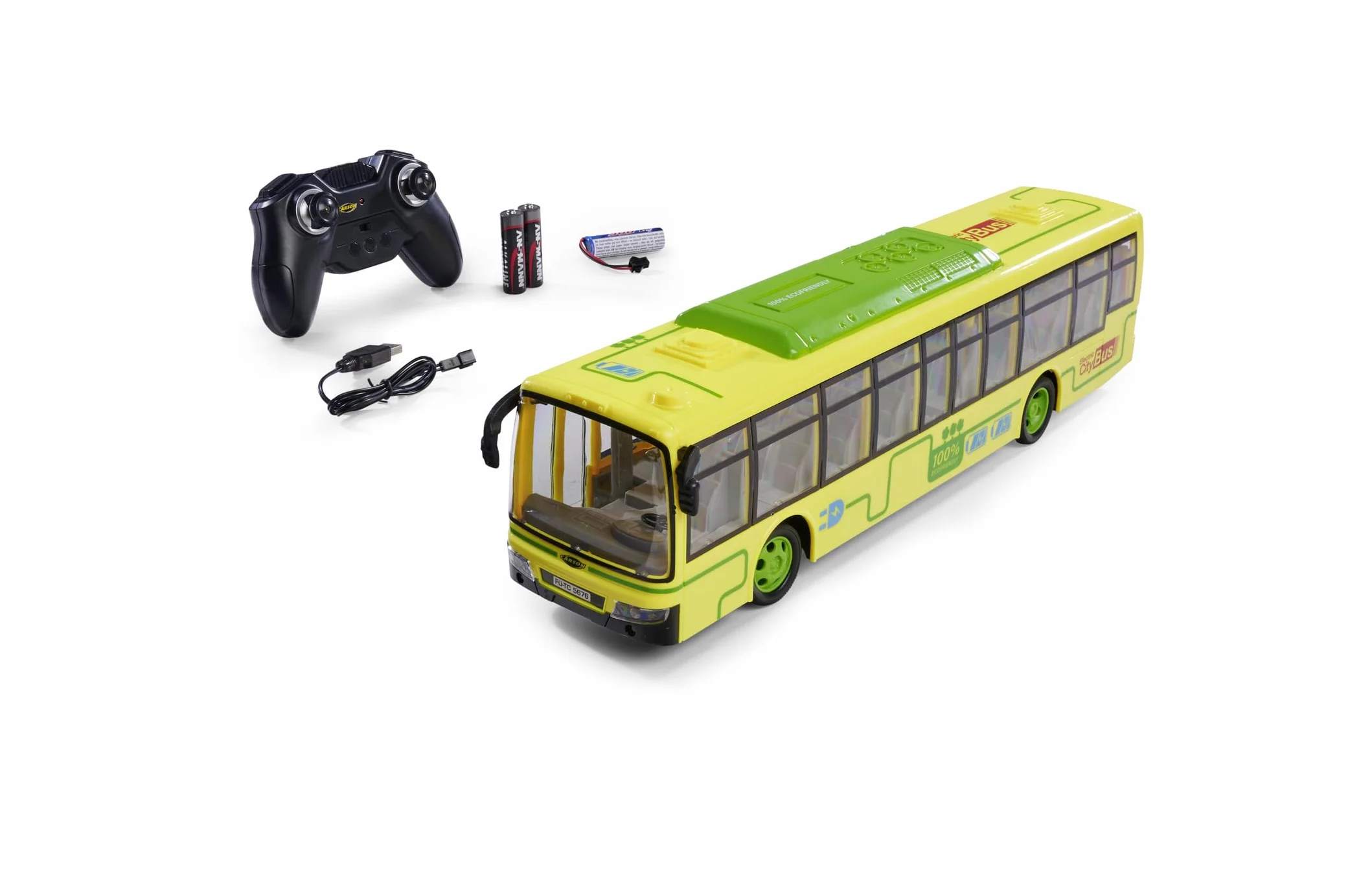 Carson 500404282 Electric City Bus 2.4GHz 100% RTR - 100% pronto alla guida, autobus giocattolo, auto giocattolo, auto telecomandata, per bambini a partire da 8 anni, tempo di guida circa 60 min