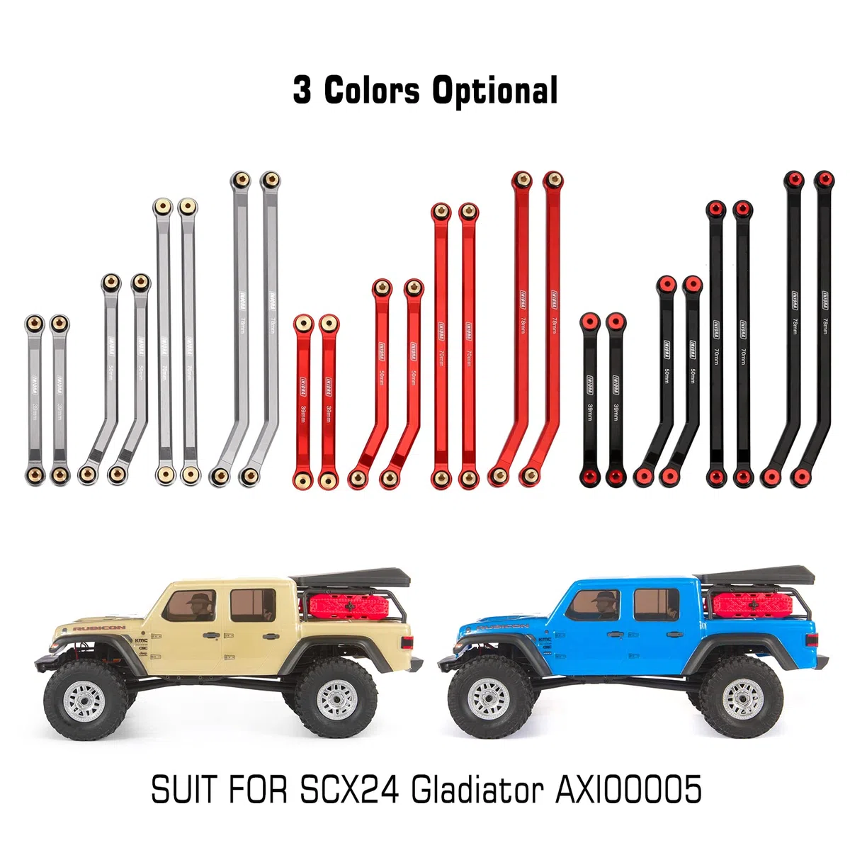 INJORA CNC Alluminio Links Set Liquidazione Elevata 4 Links Set per 1/24 RC Crawler Car Axial SCX24 Gladiator AXI00005, 8PCS(Grigio)